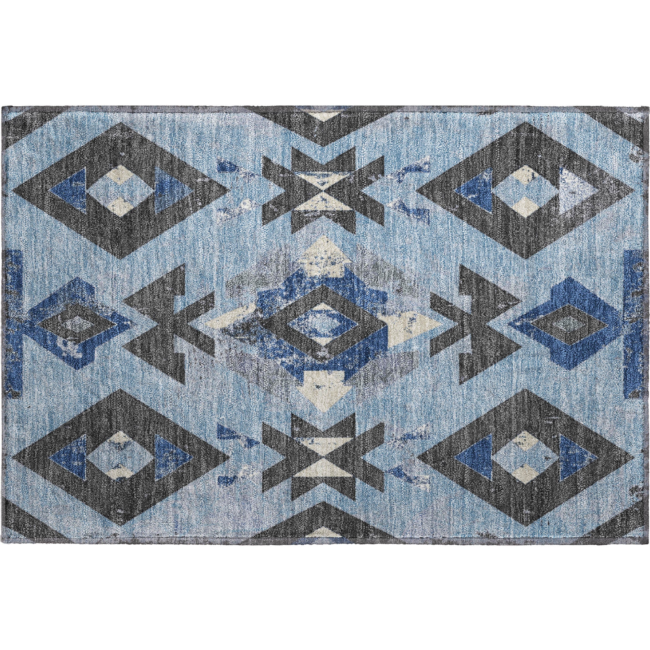 Mostar Machine Washable Transitional Blue Rug 1'8" x 2'6" #shape_Rectangle