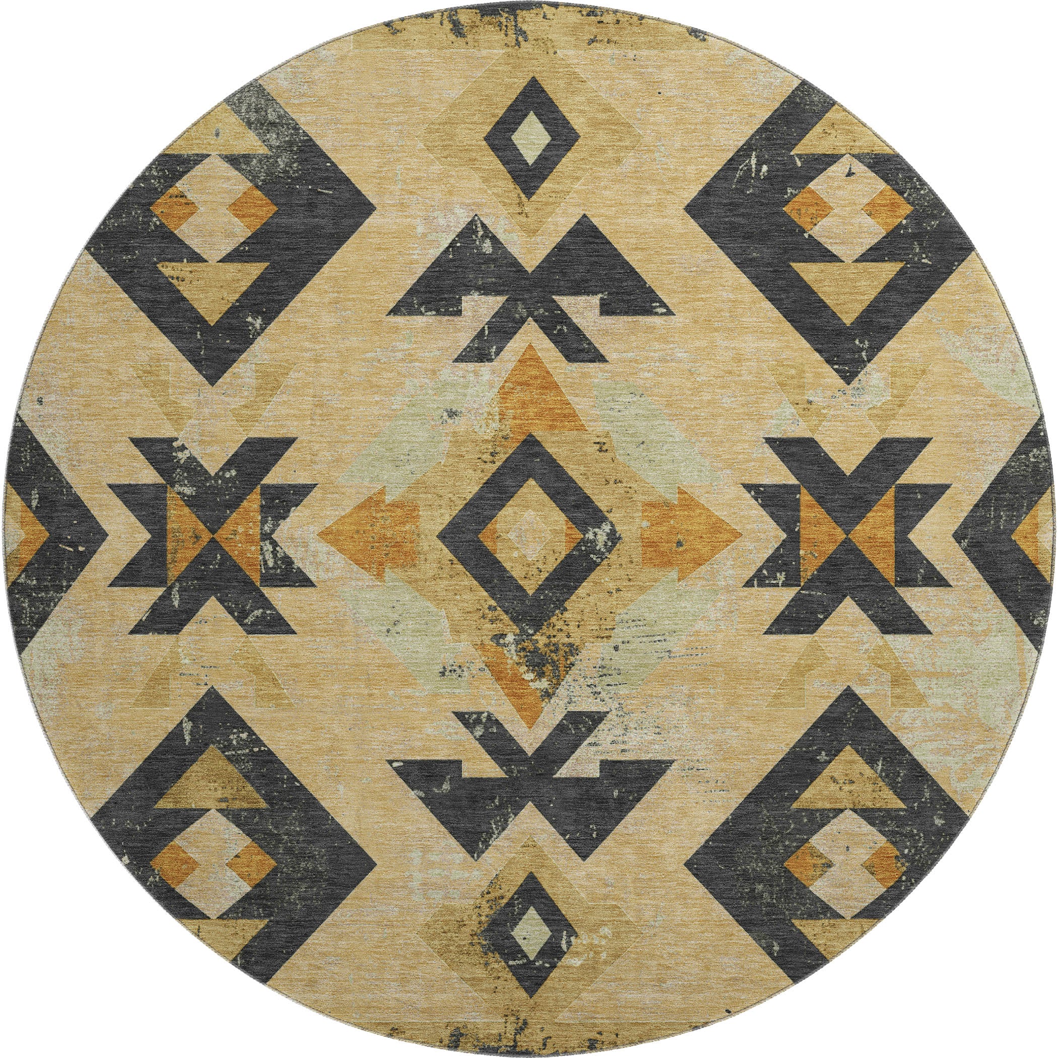 Mostar Machine Washable Transitional Gold Rug 8' x 8' #shape_Round