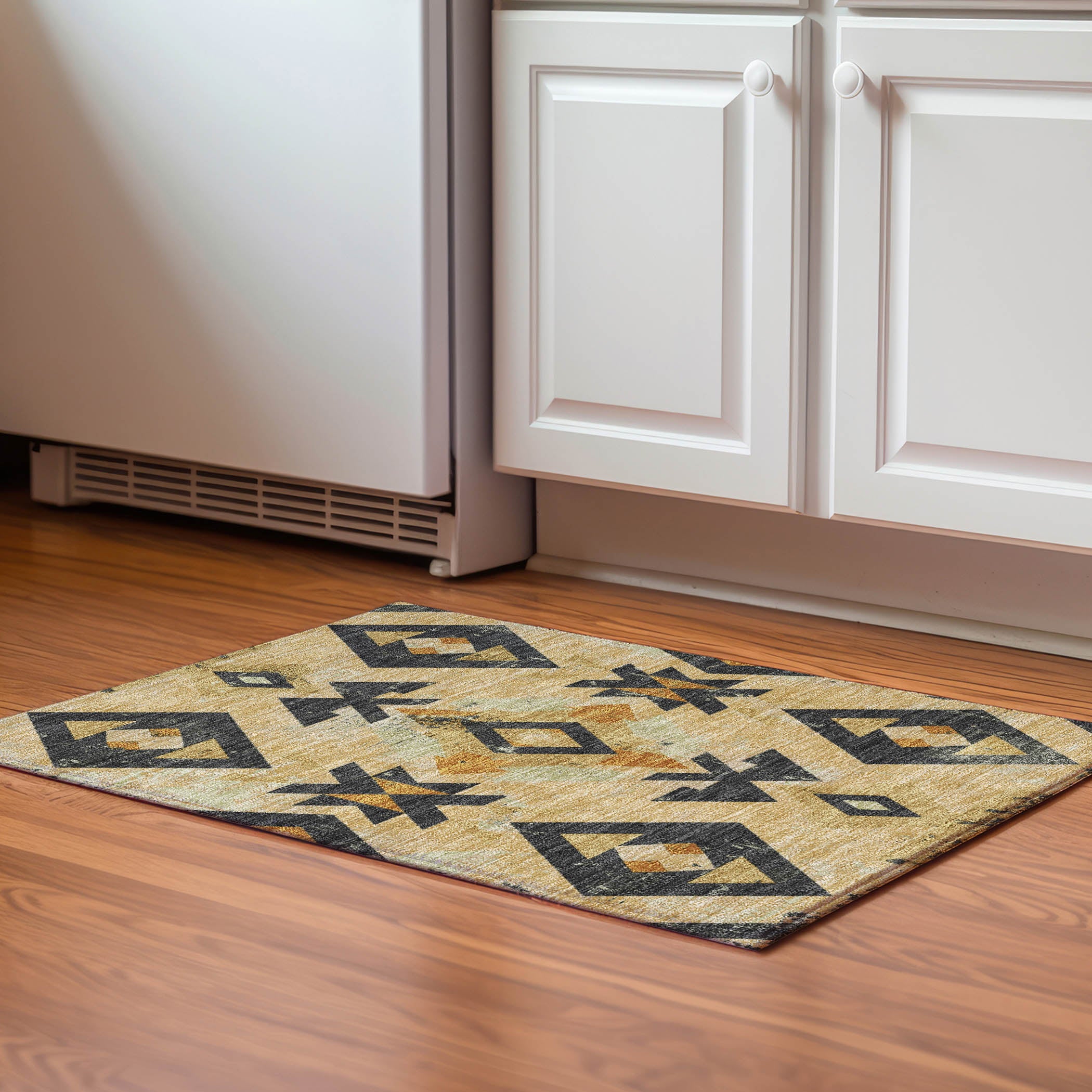 Mostar Machine Washable Transitional Gold Rug 1'8" x 2'6" #shape_Rectangle