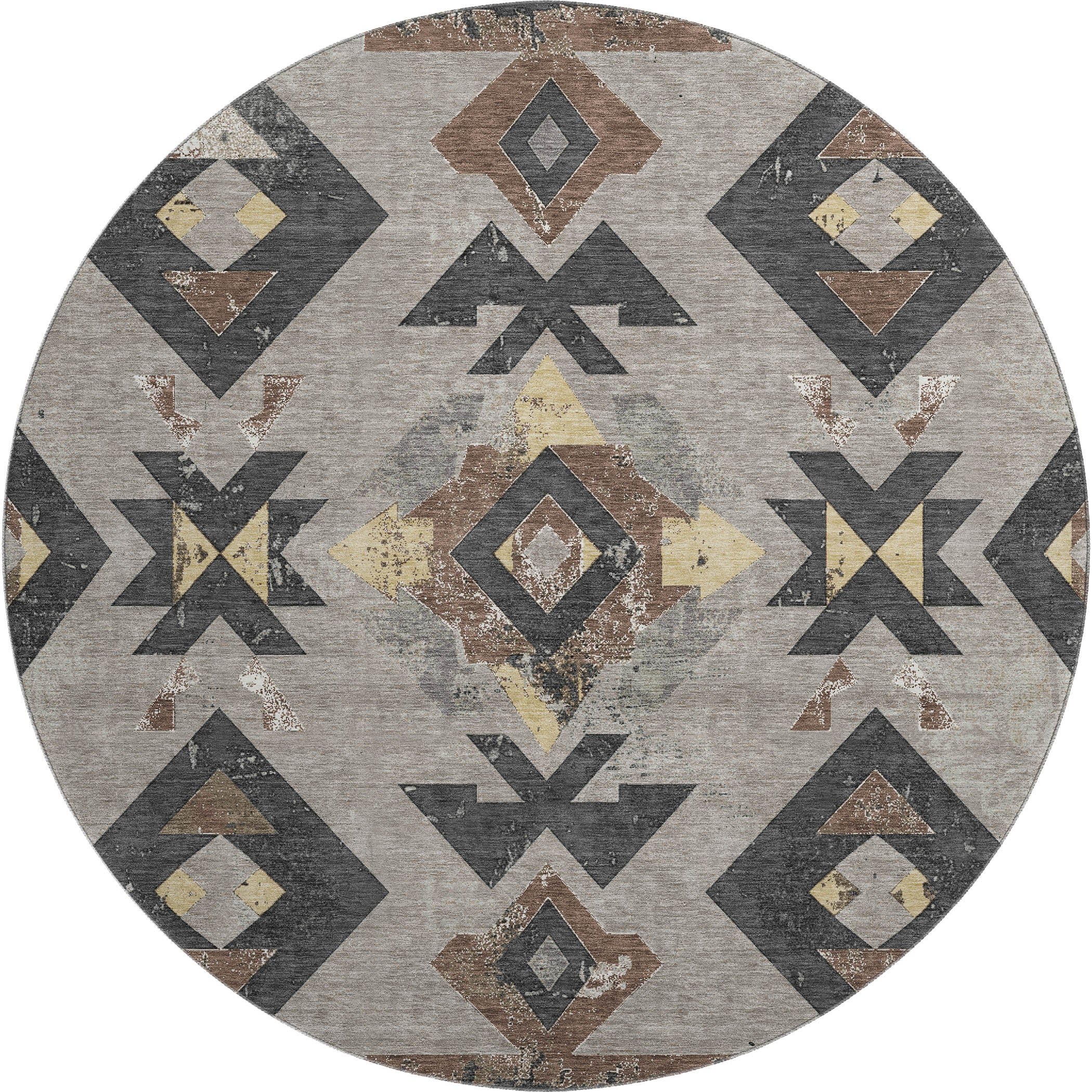 Mostar Machine Washable Transitional Taupe Brown Rug 8' x 8' #shape_Round