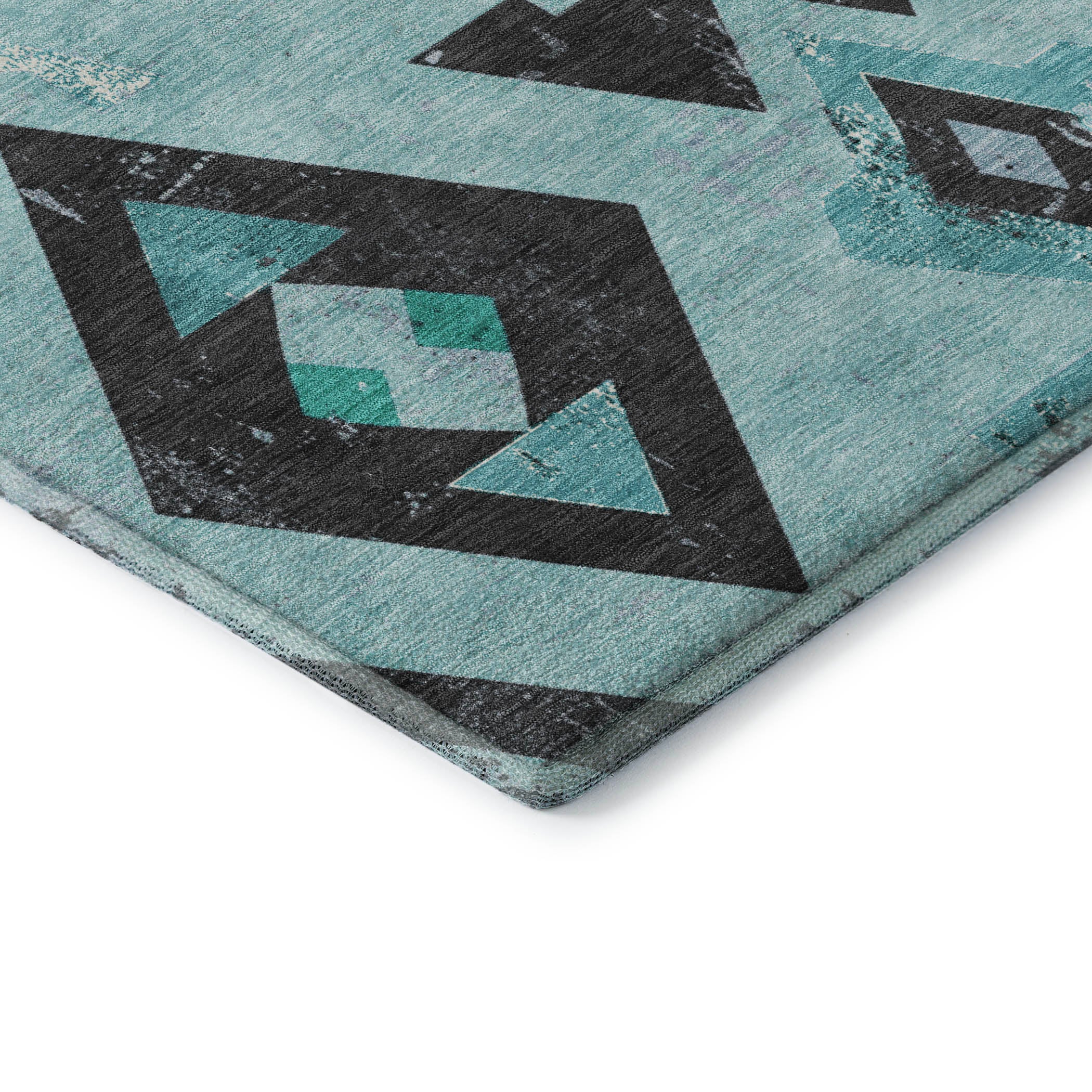 Mostar Machine Washable Transitional Teal Rug 1'8" x 2'6" #shape_Rectangle