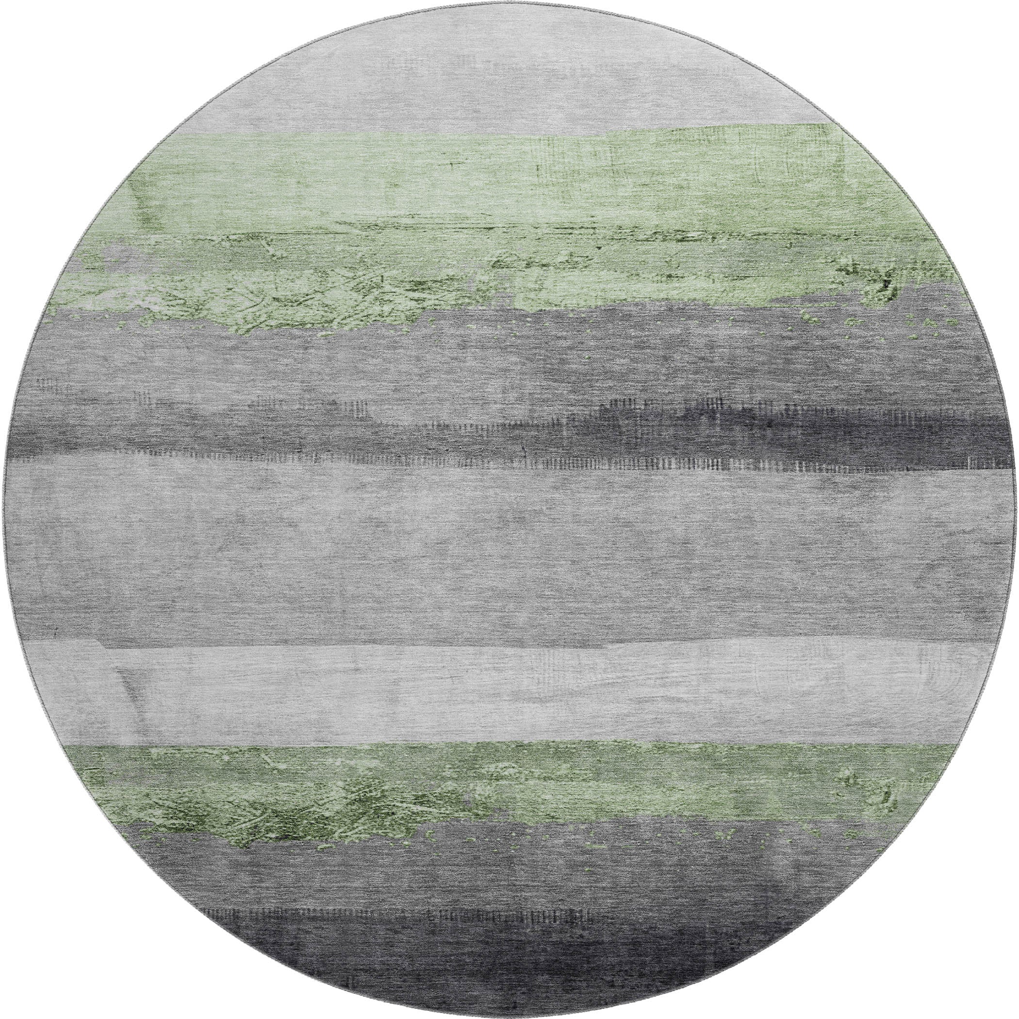 Nairobi Machine Washable Transitional Aloe Green Rug 8' x 8' #shape_Round