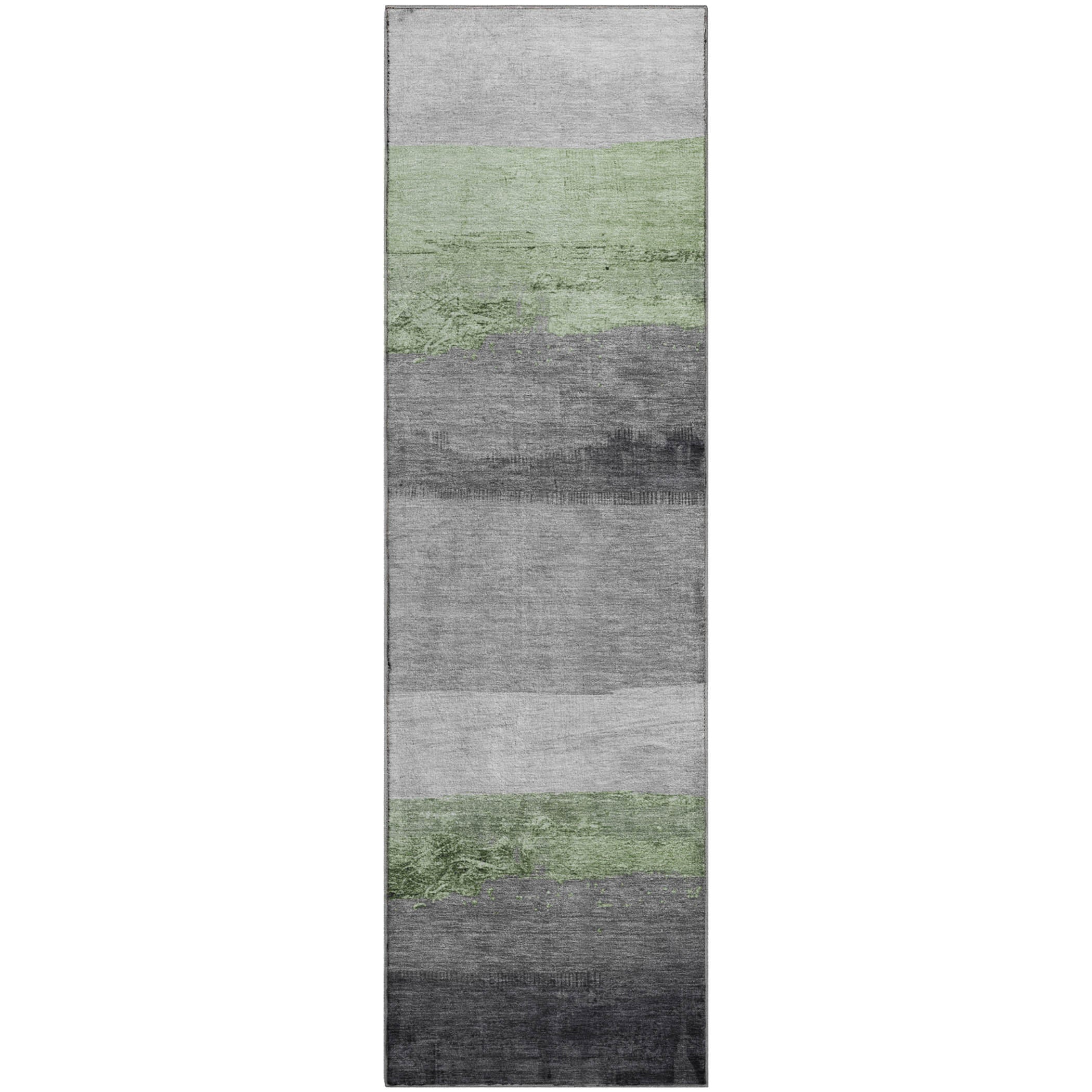 Nairobi Machine Washable Transitional Aloe Green Rug 2'3" x 7'6" #shape_Runner