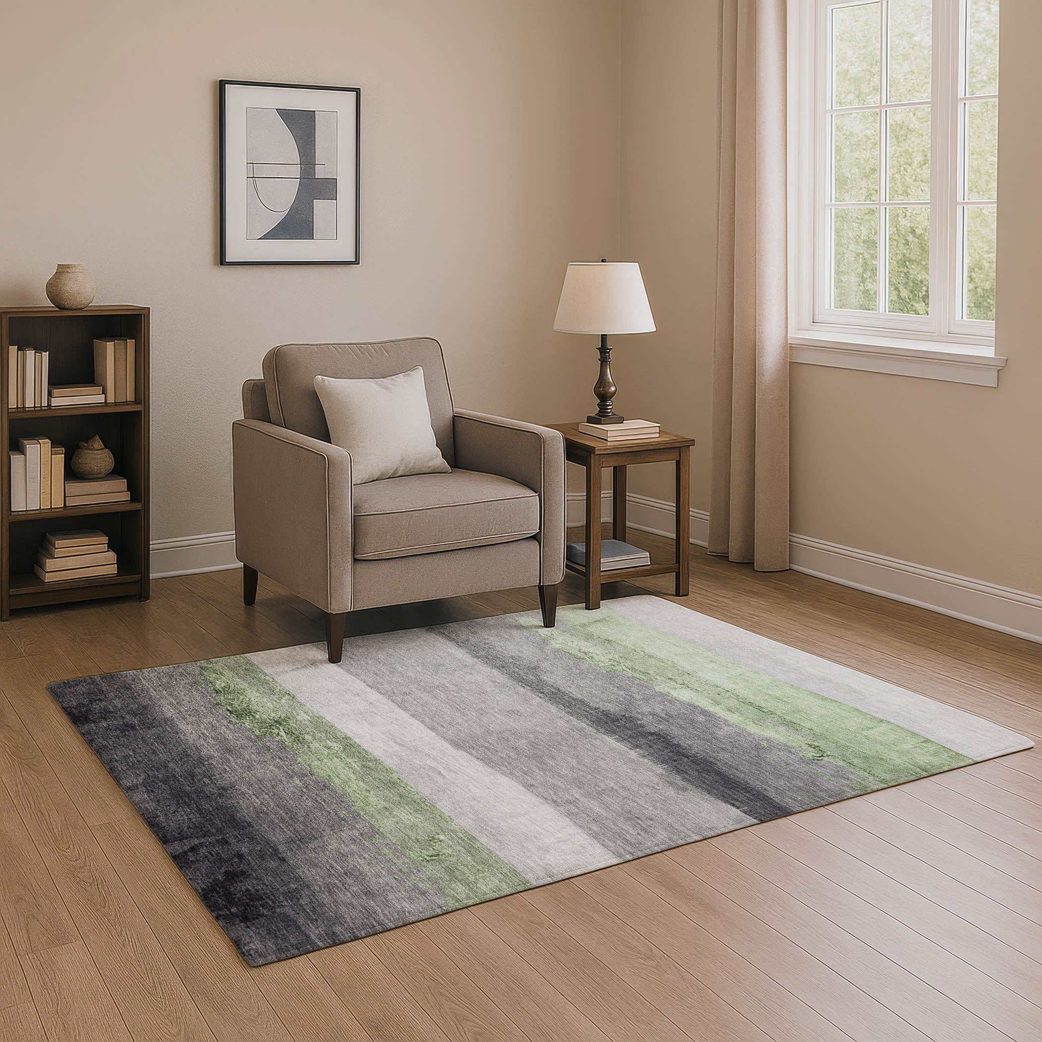 Nairobi Machine Washable Transitional Aloe Green Rug 2'6" x 3'10" #shape_Rectangle