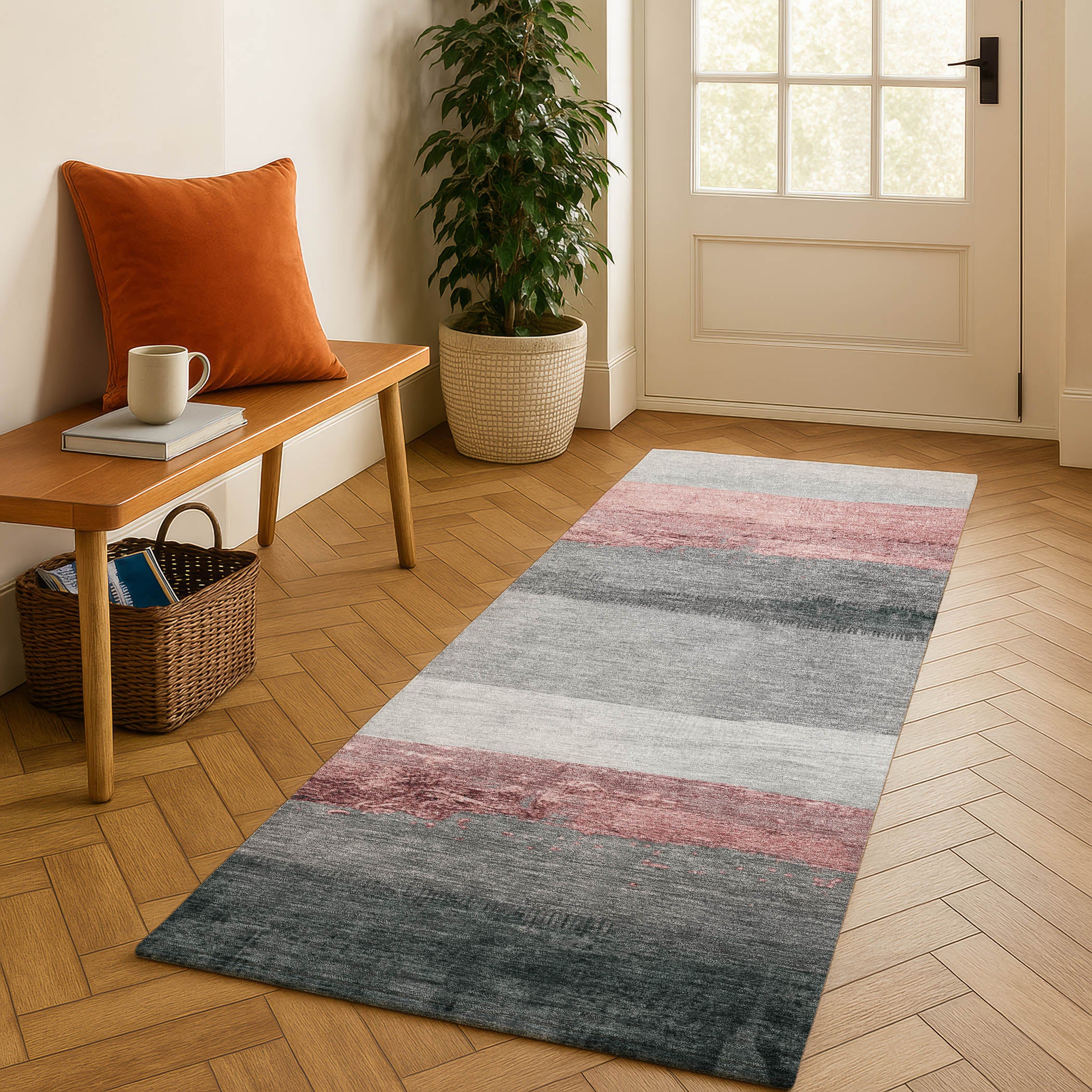 Nairobi Machine Washable Transitional Blush Pink Rug 2'3" x 7'6" #shape_Runner