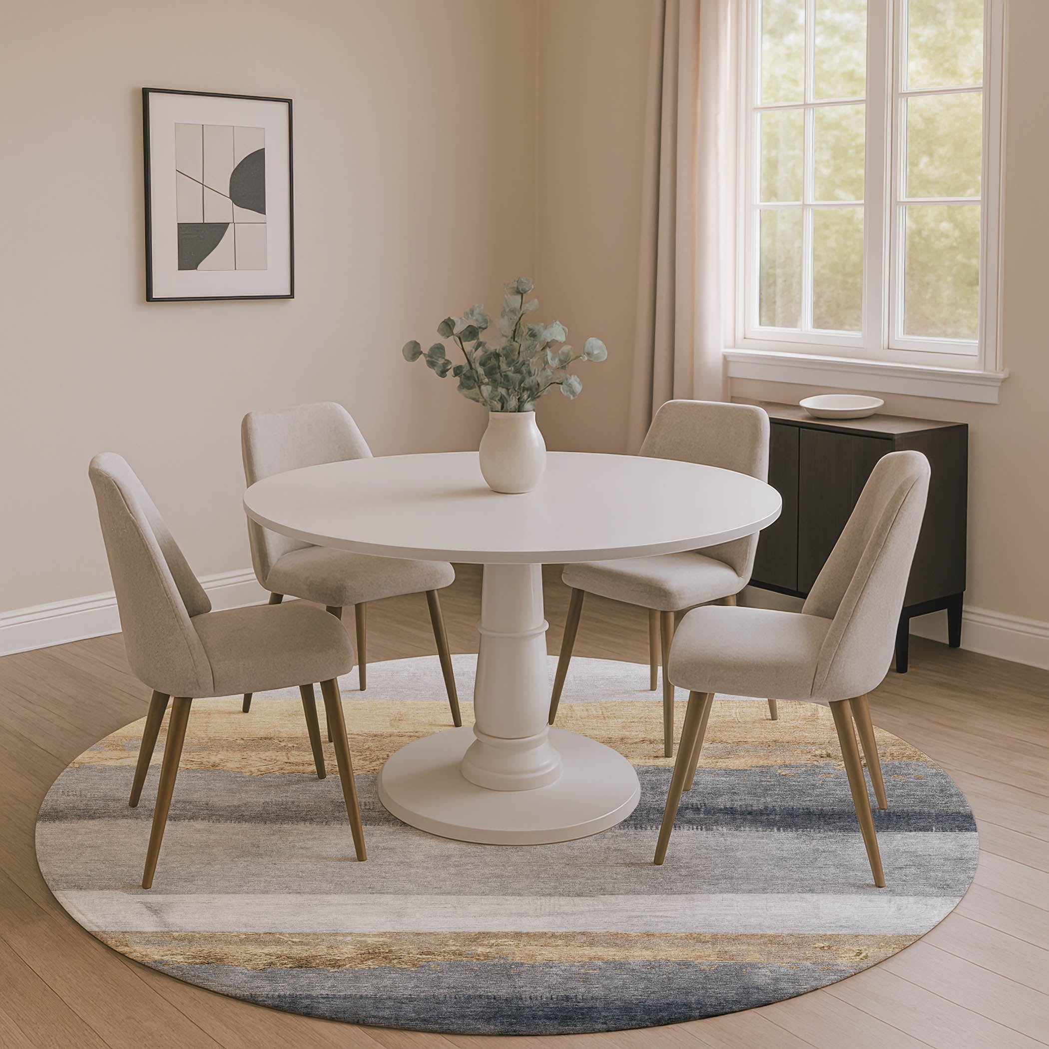 Nairobi Machine Washable Transitional Gold Rug 8' x 8' #shape_Round