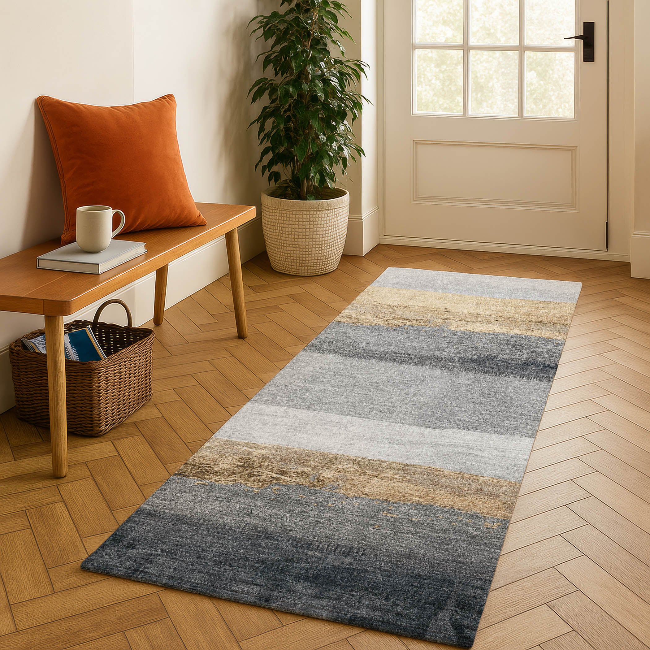 Nairobi Machine Washable Transitional Gold Rug 2'3" x 7'6" #shape_Runner