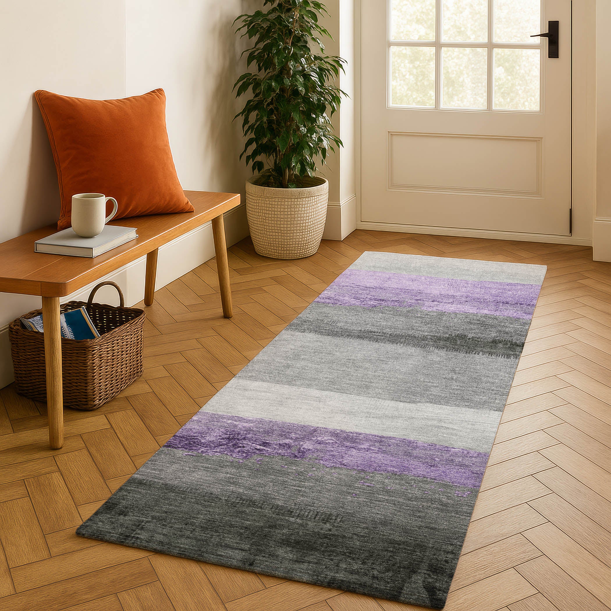 Nairobi Machine Washable Transitional Lavender Purple Rug 2'3" x 7'6" #shape_Runner