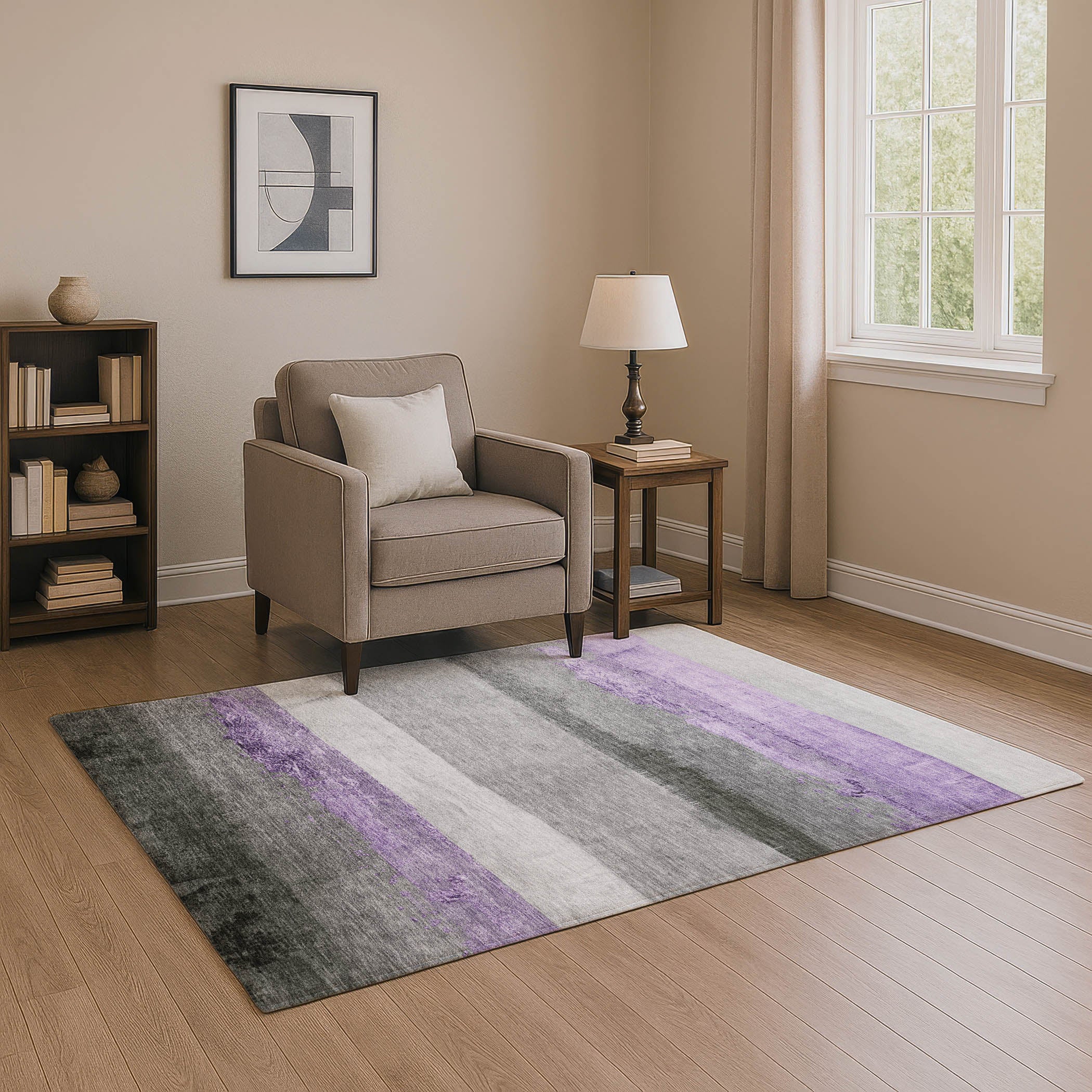 Nairobi Machine Washable Transitional Lavender Purple Rug 2'6" x 3'10" #shape_Rectangle