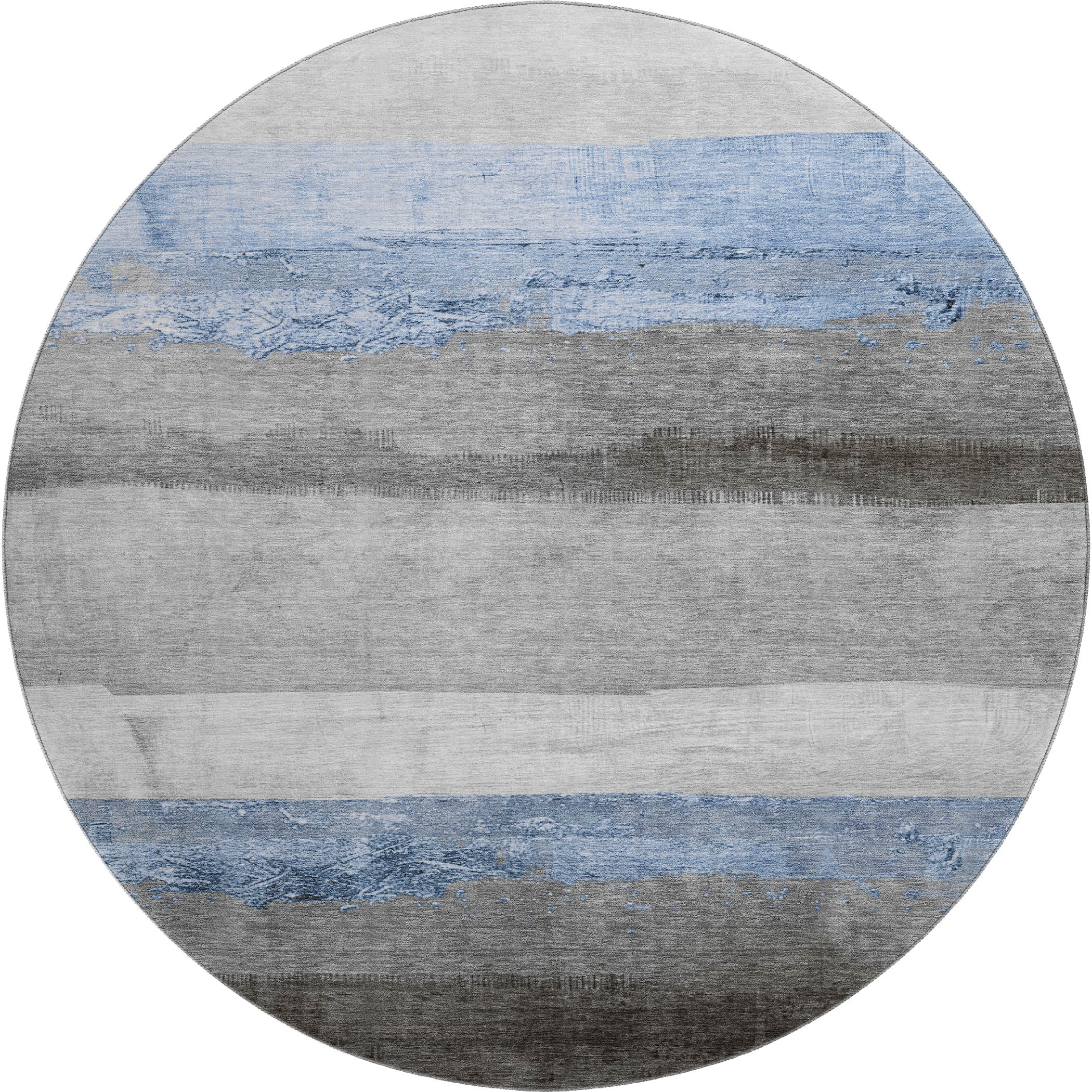 Nairobi Machine Washable Transitional Sky Blue Rug 8' x 8' #shape_Round