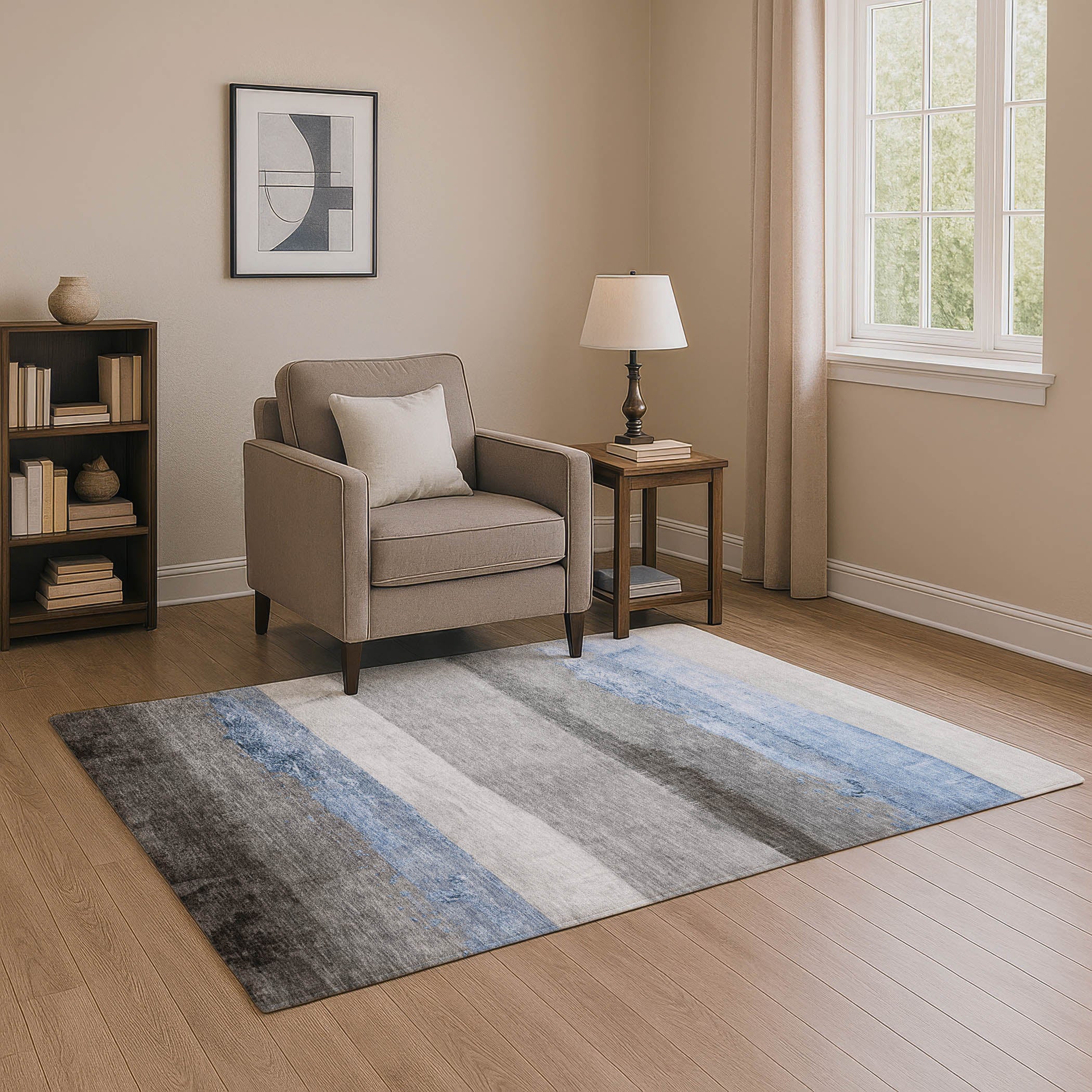 Nairobi Machine Washable Transitional Sky Blue Rug 2'6" x 3'10" #shape_Rectangle
