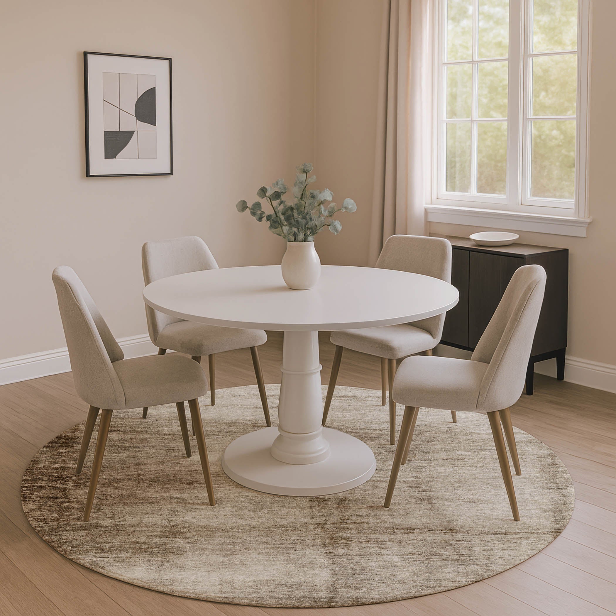 Cairo Machine Washable Transitional Beige Brown Rug 8' x 8' #shape_Round