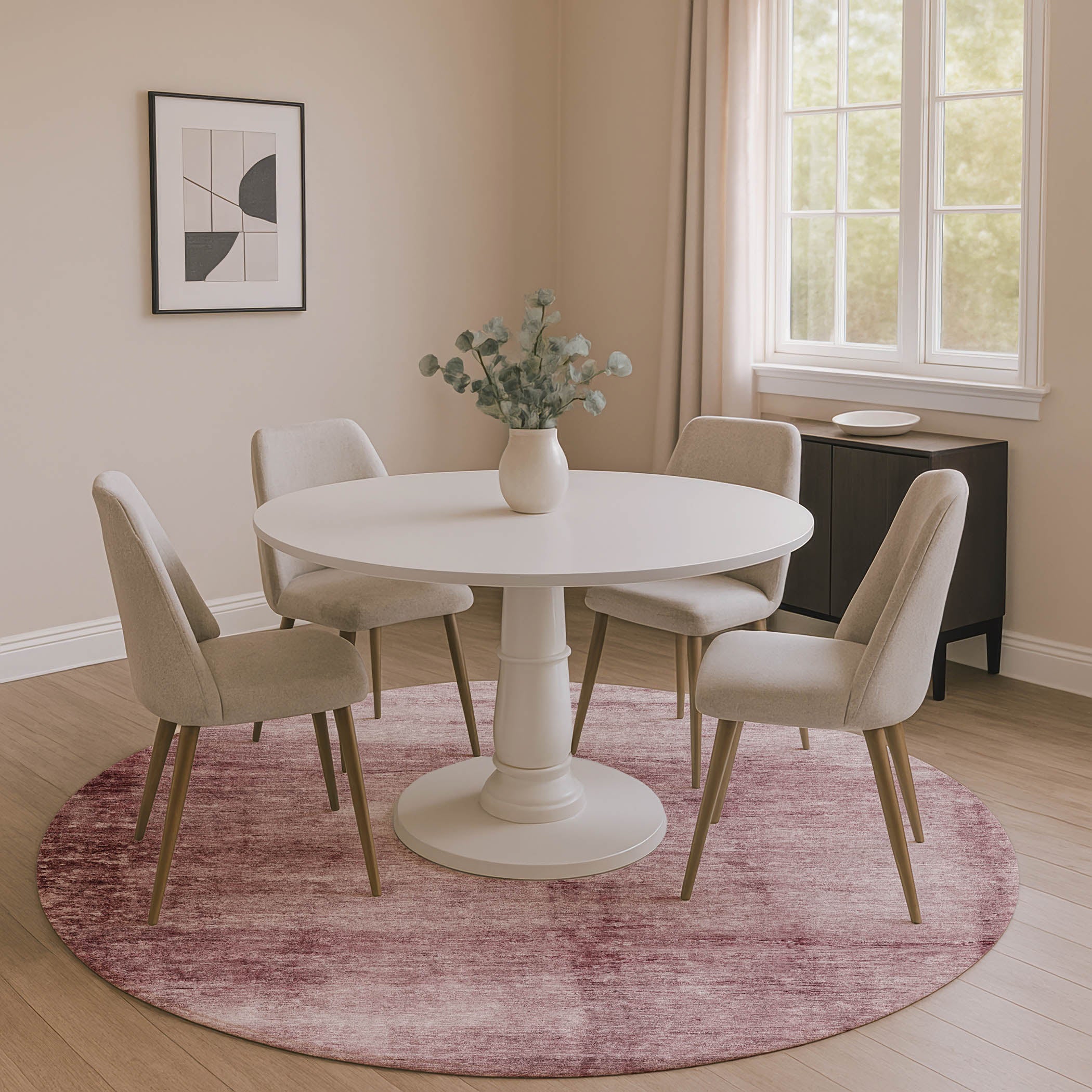 Cairo Machine Washable Transitional Blush Pink Rug 8' x 8' #shape_Round