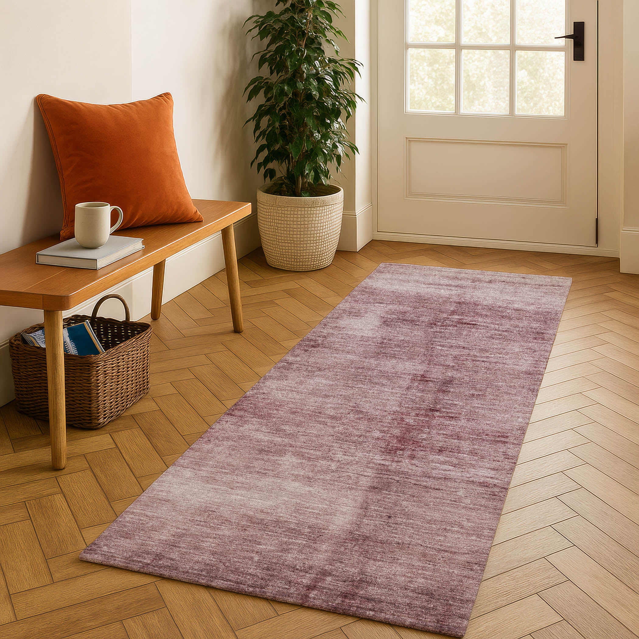 Cairo Machine Washable Transitional Blush Pink Rug 2'3" x 7'6" #shape_Runner