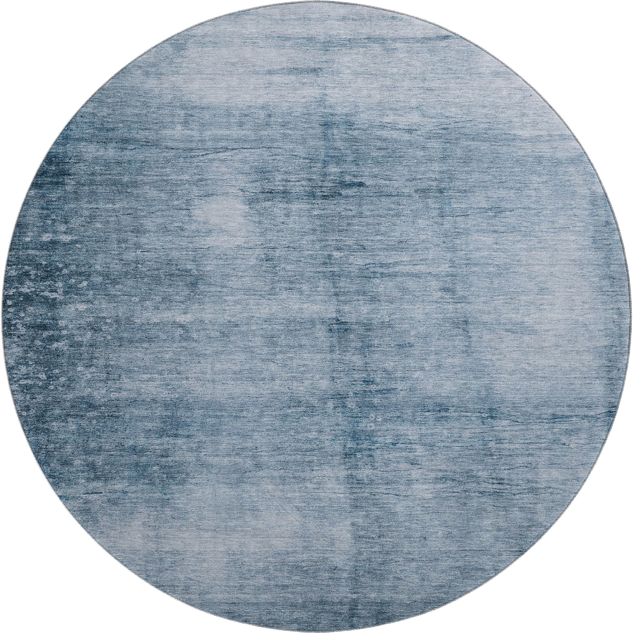 Cairo Machine Washable Transitional Denim Blue Rug 8' x 8' #shape_Round