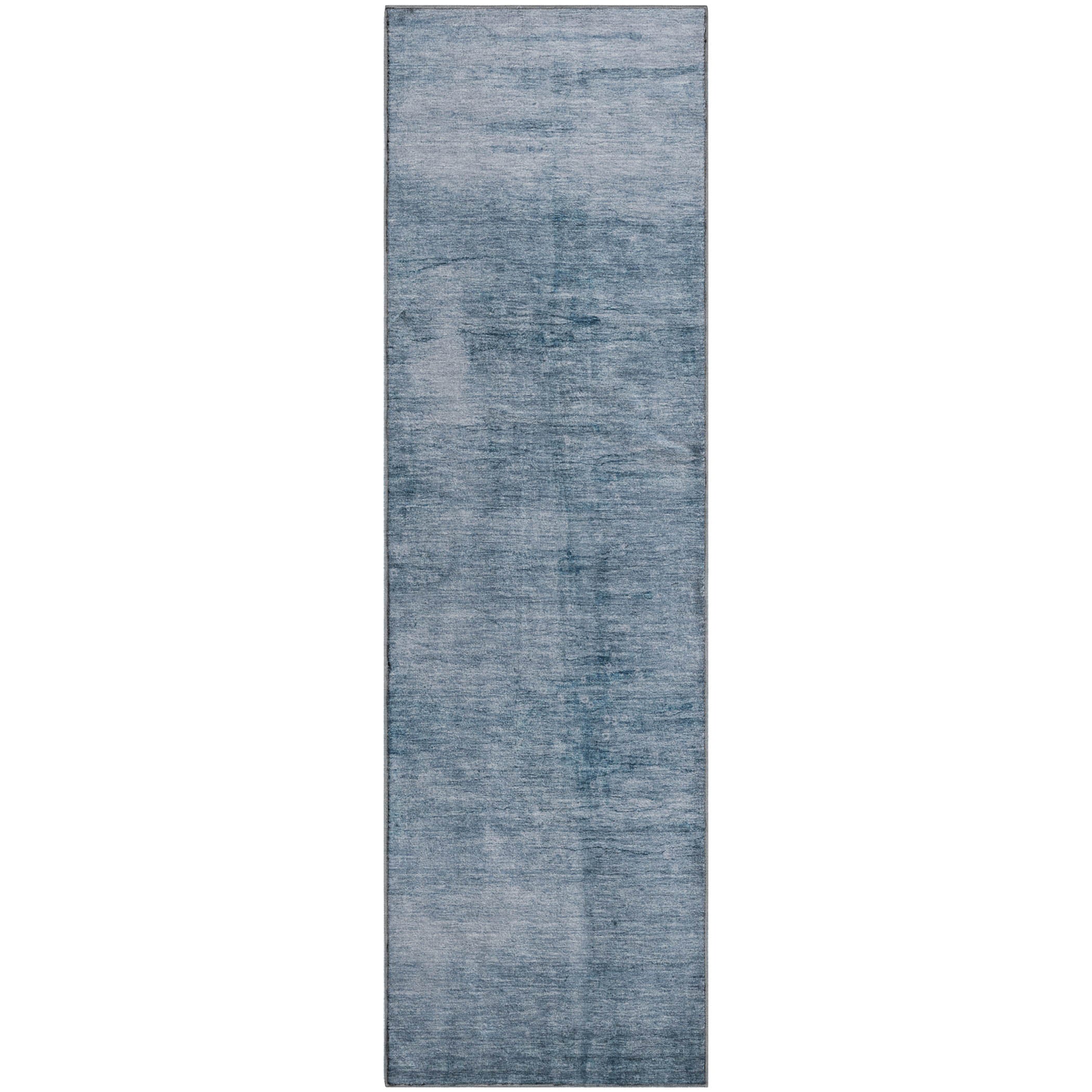 Cairo Machine Washable Transitional Denim Blue Rug 2'3" x 7'6" #shape_Runner