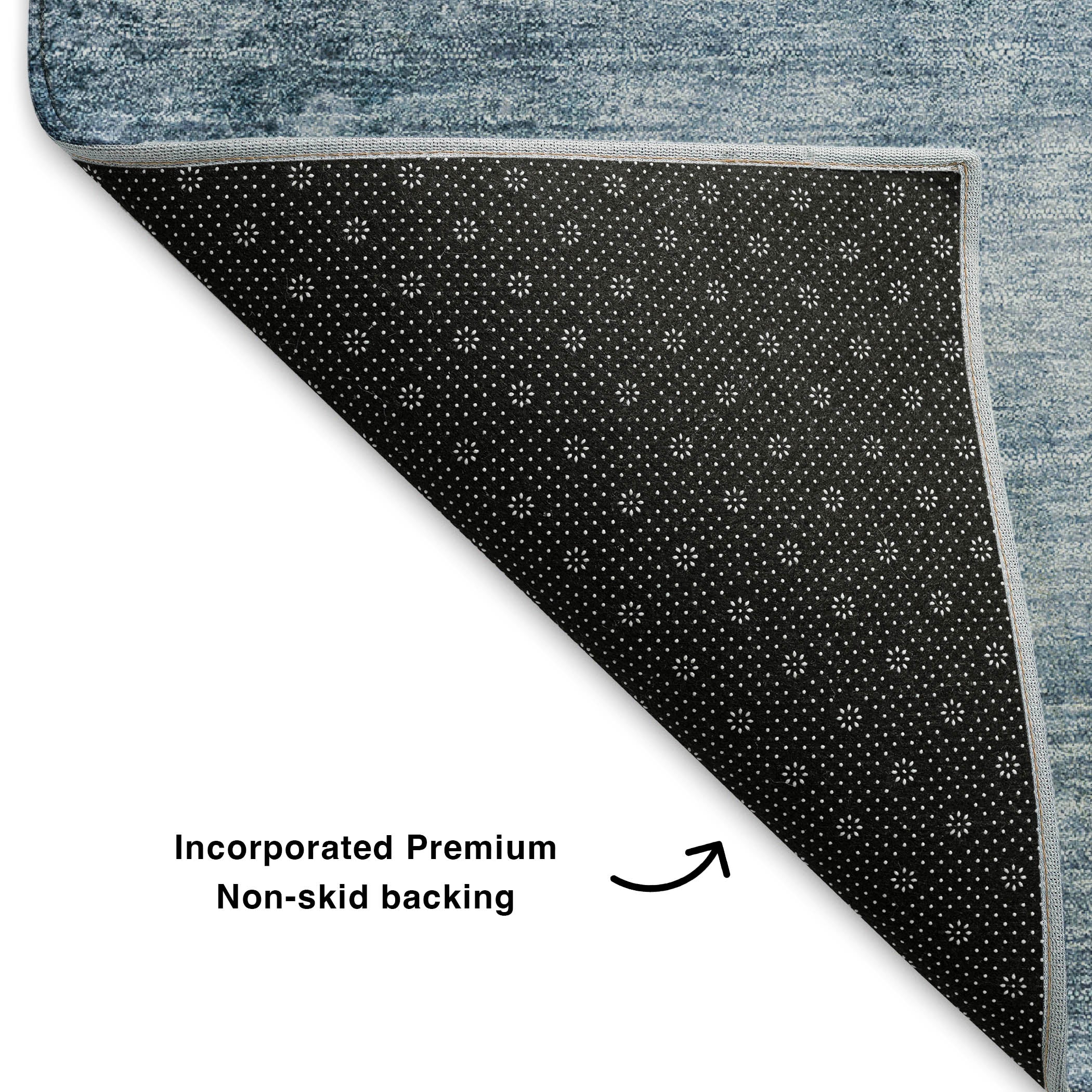 Cairo Machine Washable Transitional Denim Blue Rug 1'8" x 2'6" #shape_Rectangle
