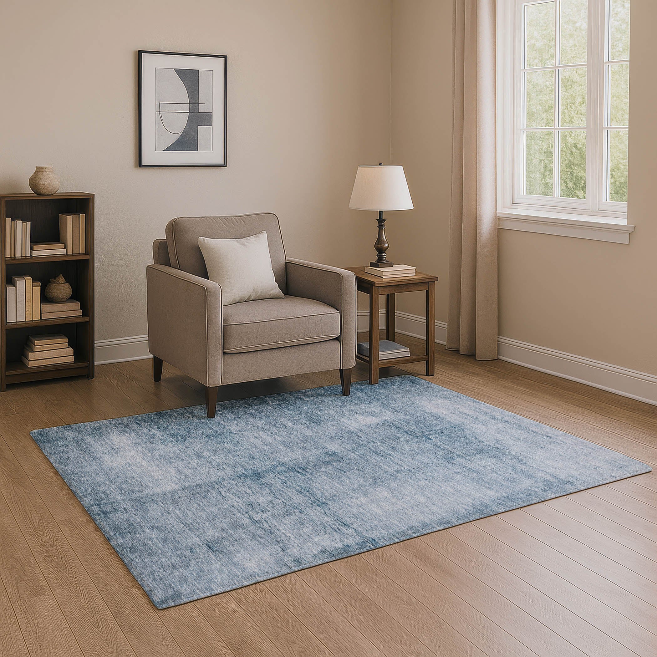 Cairo Machine Washable Transitional Denim Blue Rug 2'6" x 3'10" #shape_Rectangle