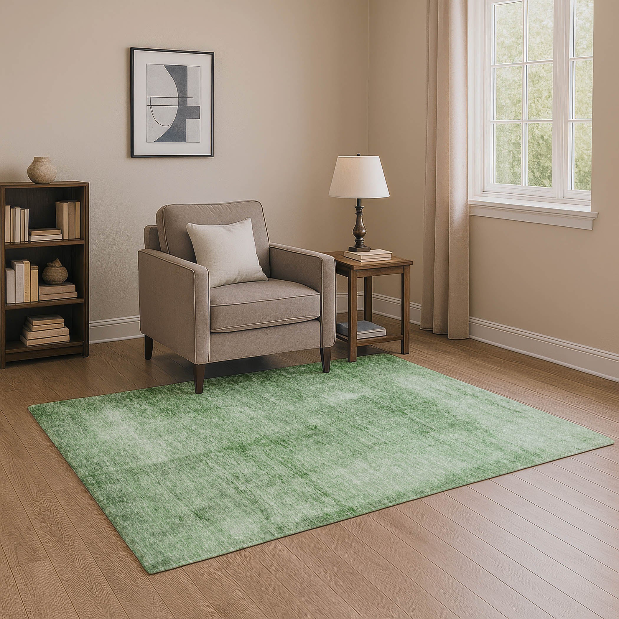 Cairo Machine Washable Transitional Green Rug 2'6" x 3'10" #shape_Rectangle