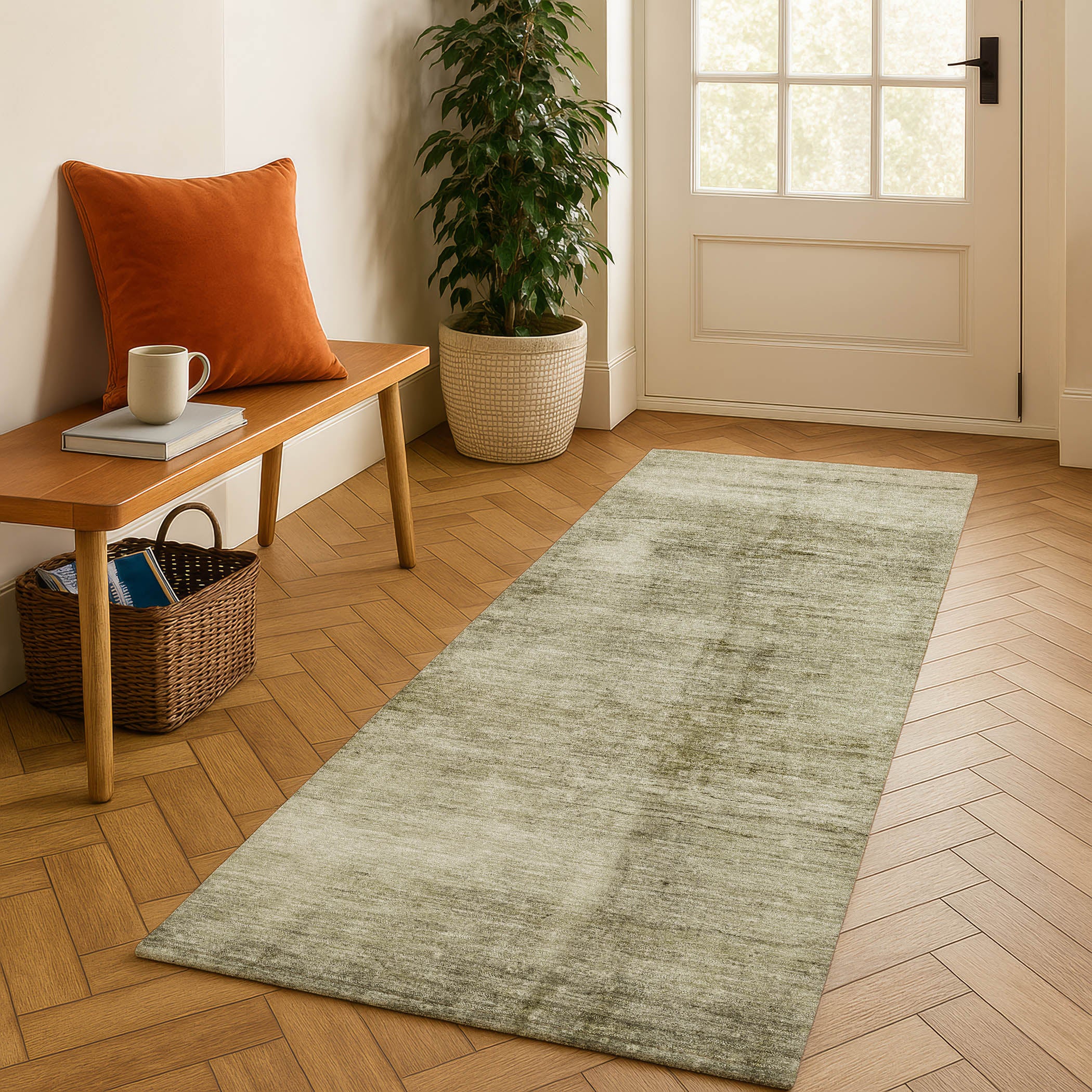 Cairo Machine Washable Transitional Khaki Brown Rug 2'3" x 7'6" #shape_Runner