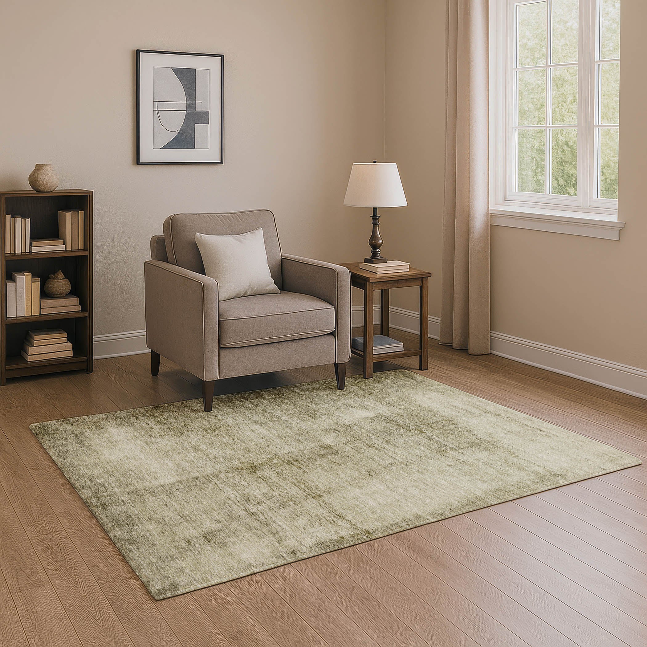 Cairo Machine Washable Transitional Khaki Brown Rug 2'6" x 3'10" #shape_Rectangle
