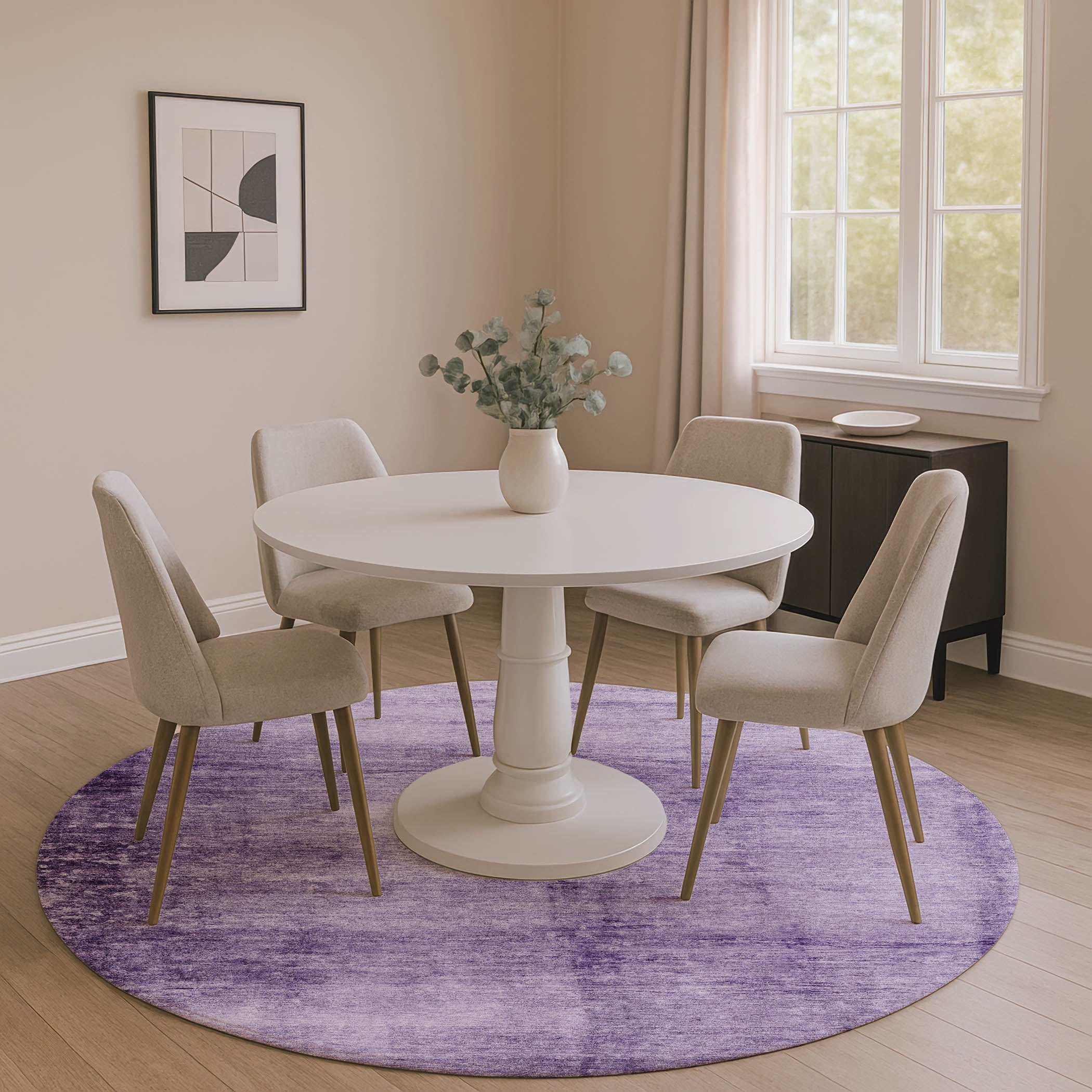 Cairo Machine Washable Transitional Purple Rug 8' x 8' #shape_Round