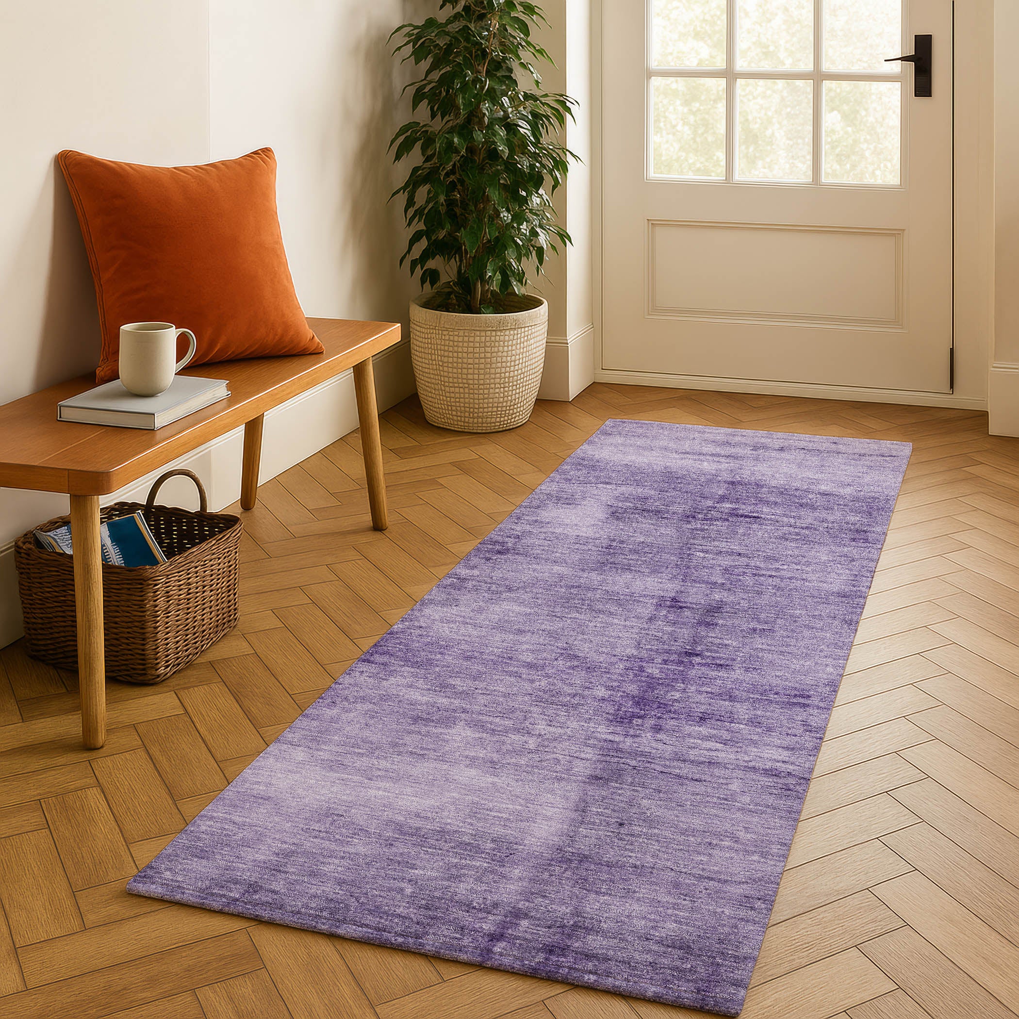 Cairo Machine Washable Transitional Purple Rug 2'3" x 7'6" #shape_Runner