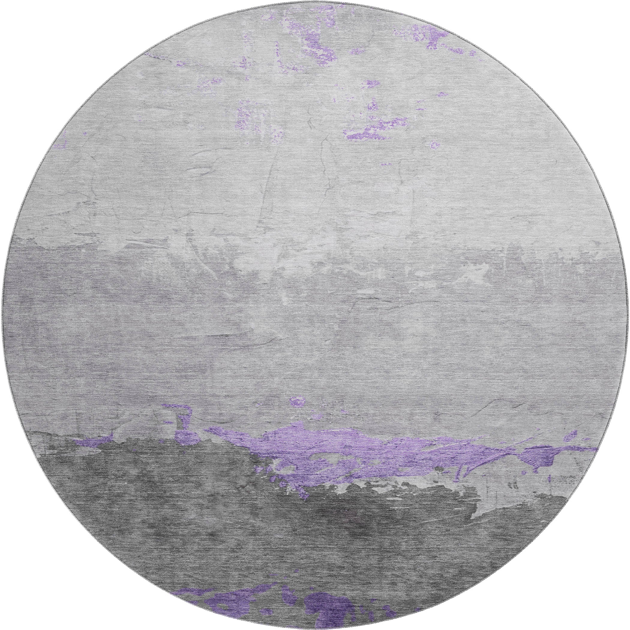 Zanzibar Machine Washable Transitional Purple Rug 8' x 8' #shape_Round
