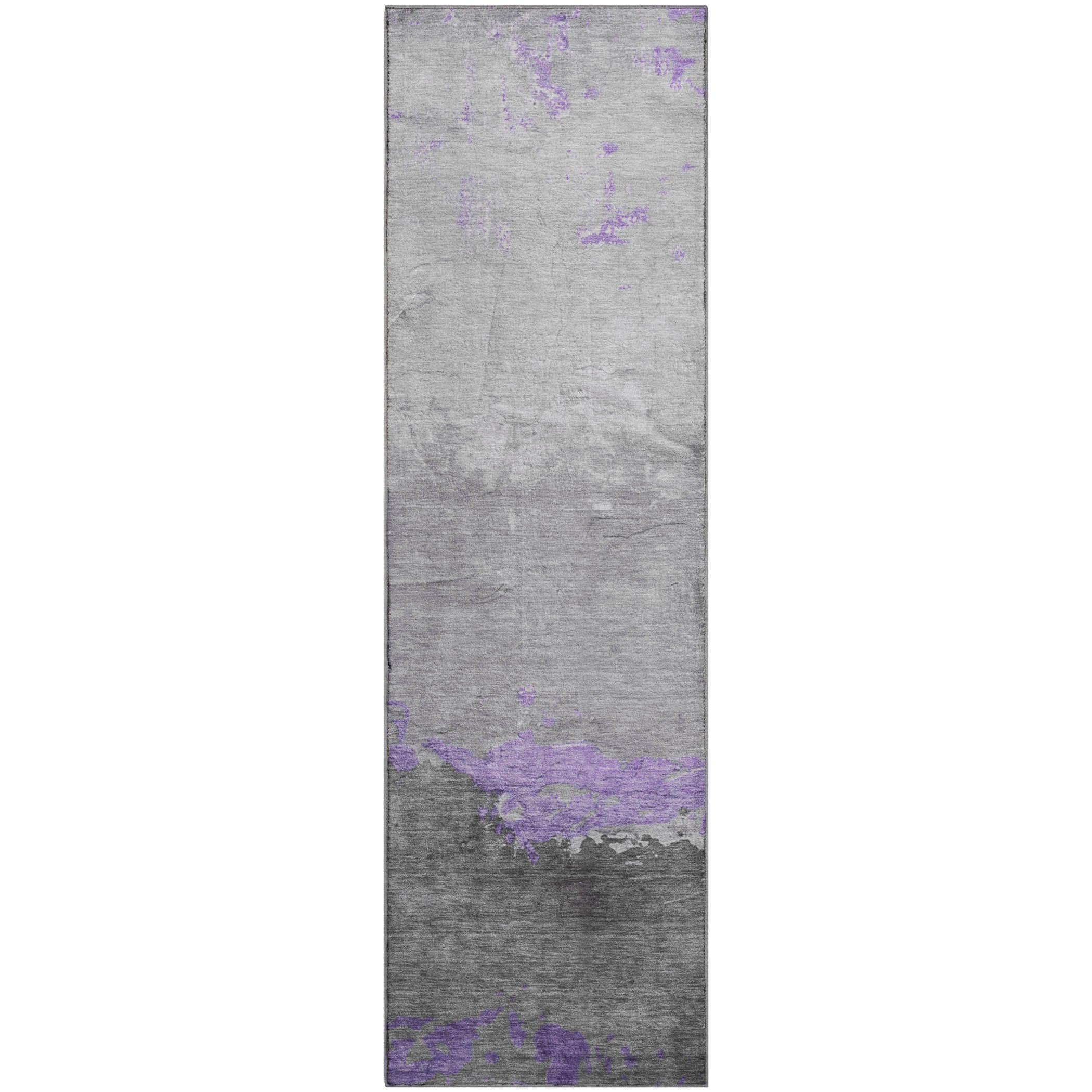 Zanzibar Machine Washable Transitional Purple Rug 2'3" x 7'6" #shape_Runner