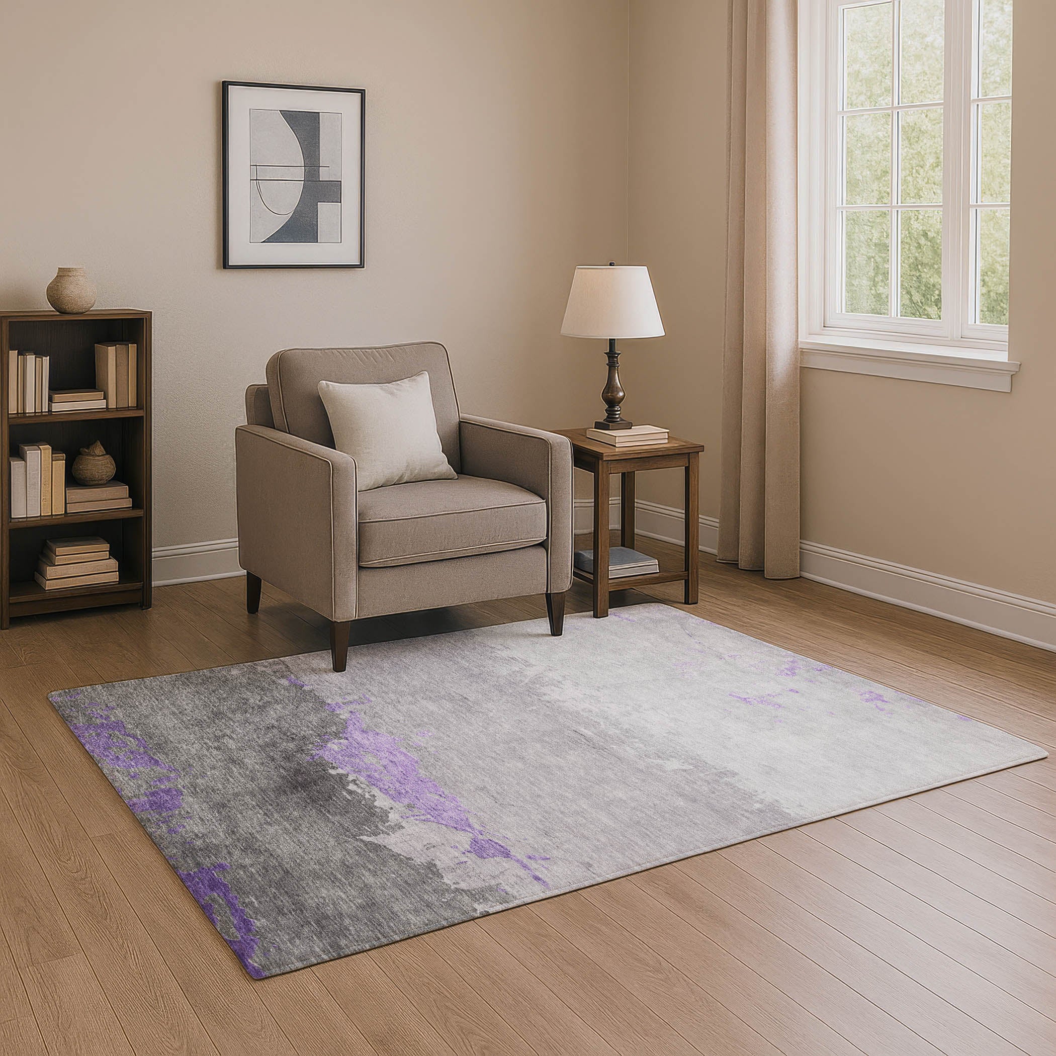 Zanzibar Machine Washable Transitional Purple Rug 2'6" x 3'10" #shape_Rectangle