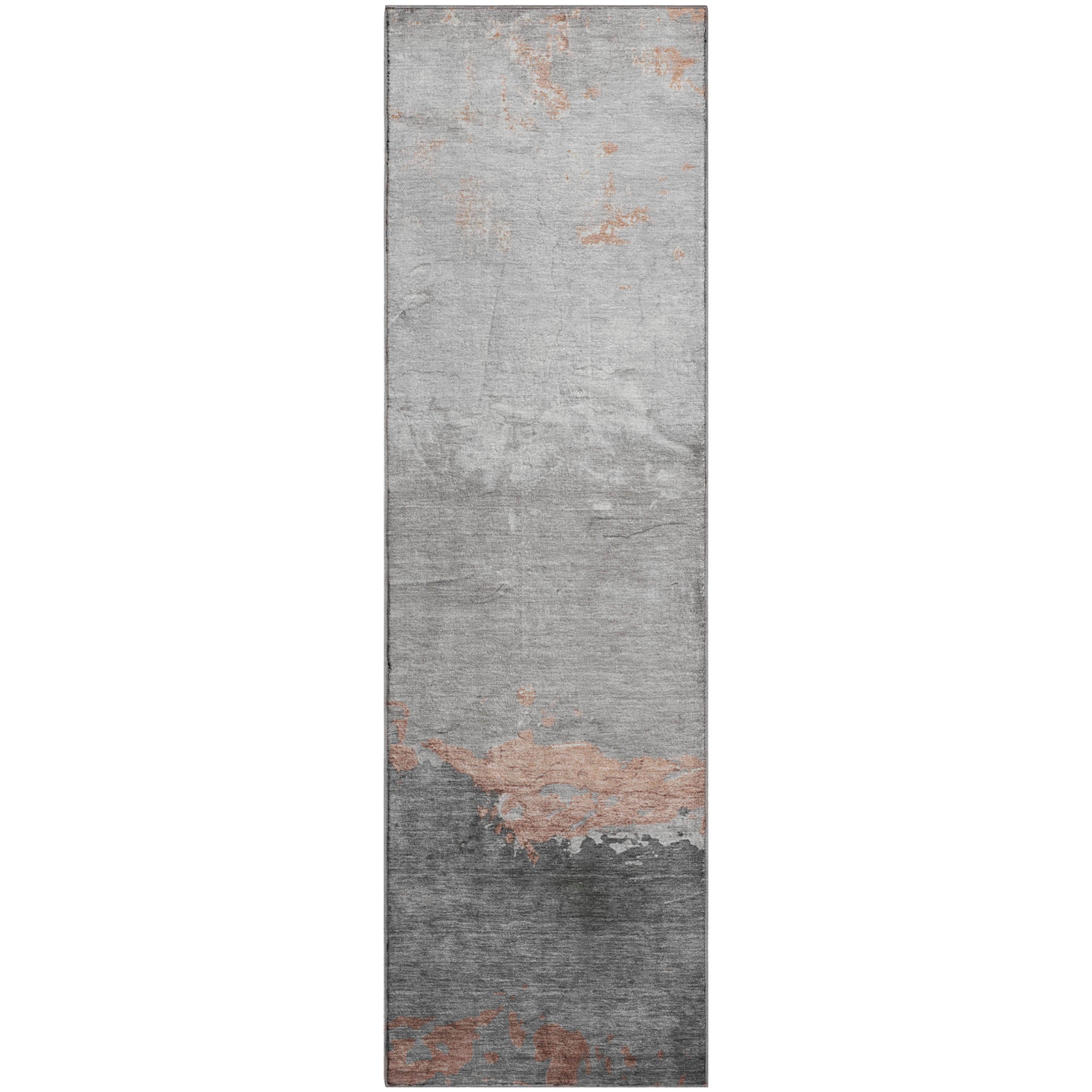 Zanzibar Machine Washable Transitional Salmon Orange Rug 2'3" x 7'6" #shape_Runner