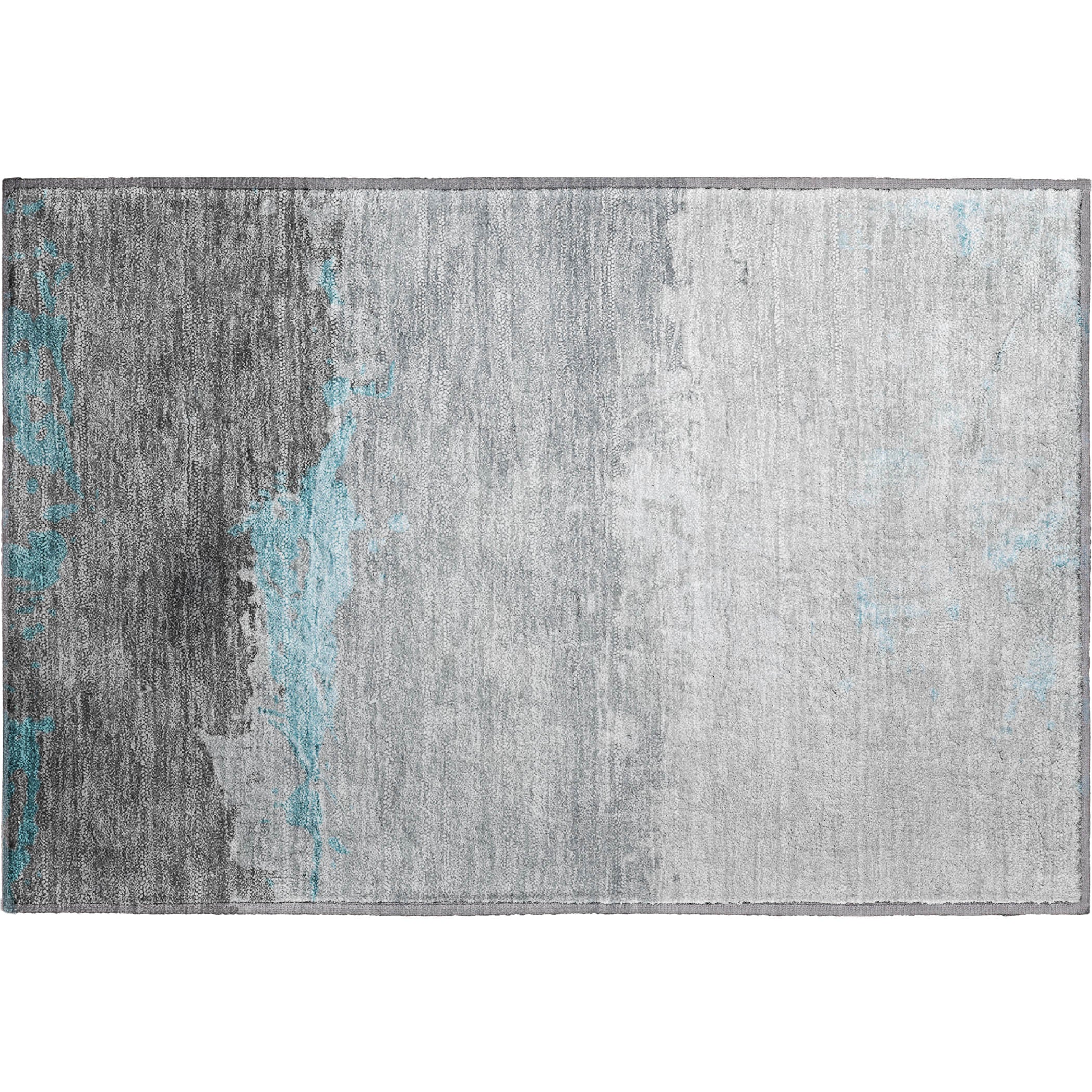 Zanzibar Machine Washable Transitional Teal Rug 1'8" x 2'6" #shape_Rectangle