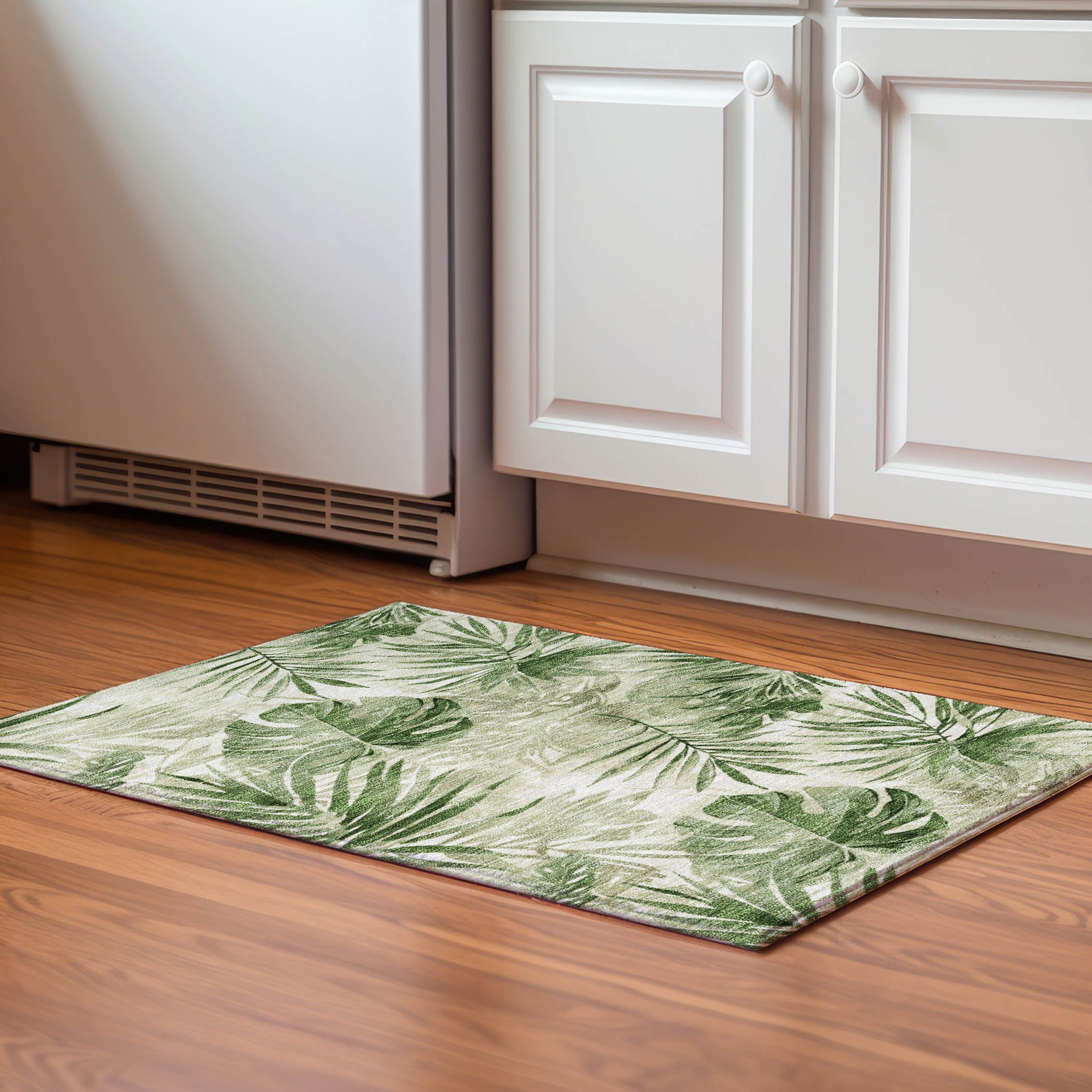 Florence Machine Washable Transitional Aloe Green Rug 1'8" x 2'6" #shape_Rectangle