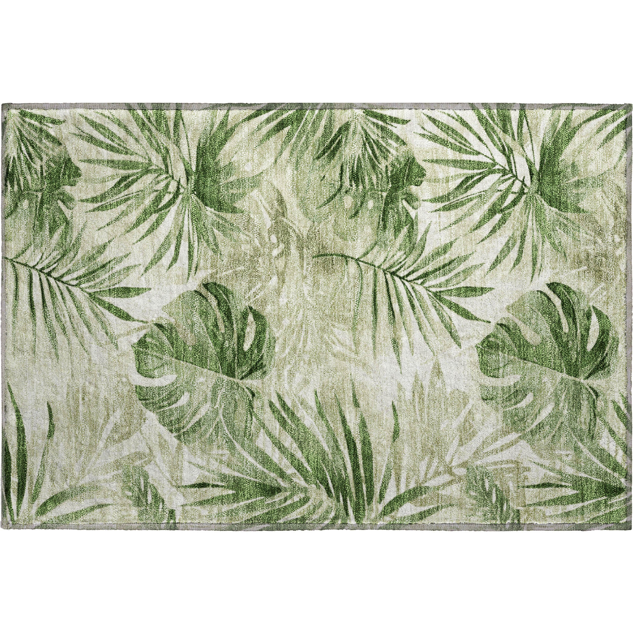 Florence Machine Washable Transitional Aloe Green Rug 1'8" x 2'6" #shape_Rectangle