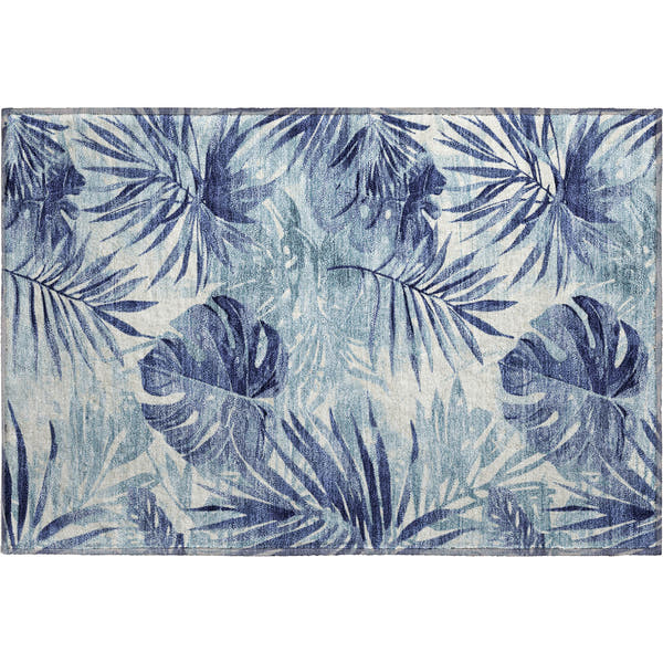 Florence Machine Washable Transitional Blue Rug 1'8" x 2'6"