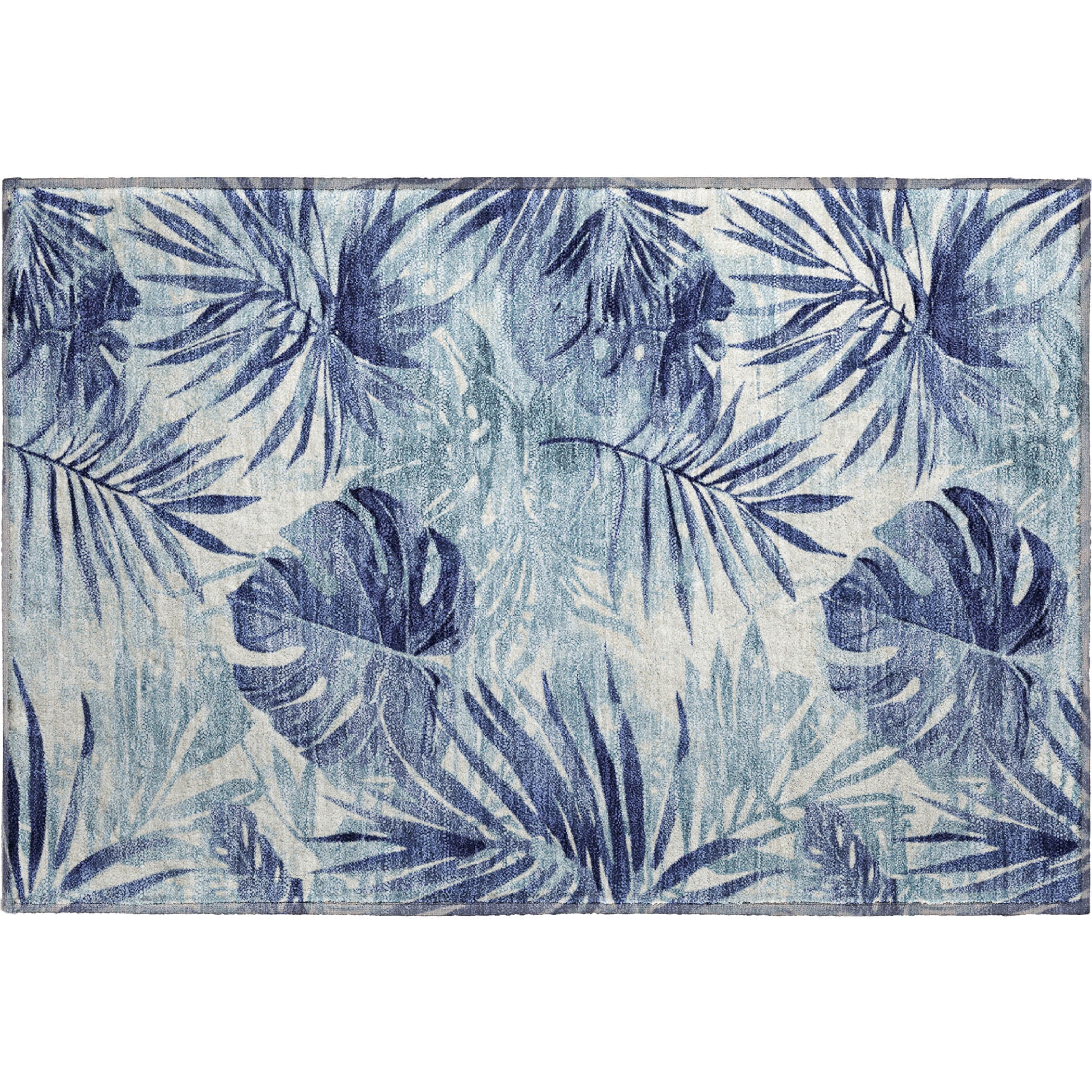 Florence Machine Washable Transitional Blue Rug 1'8" x 2'6" #shape_Rectangle