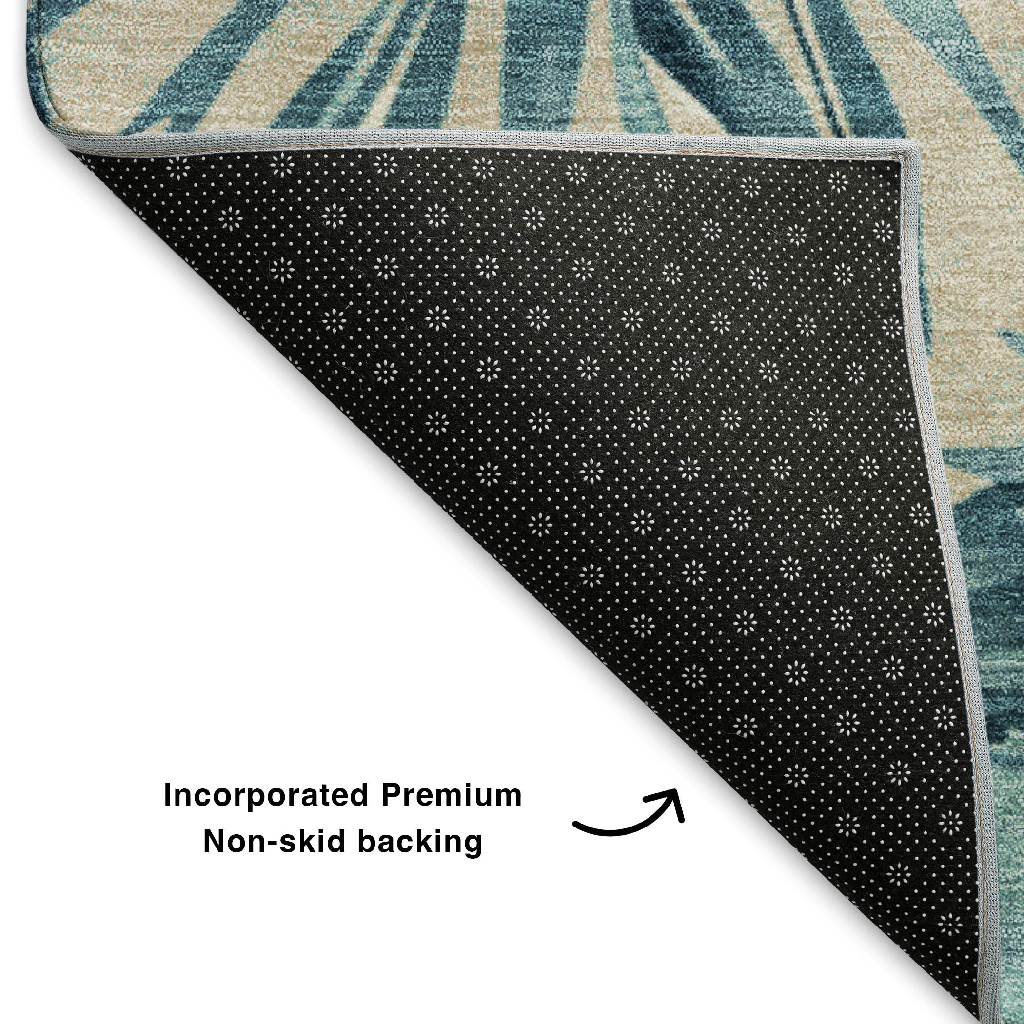 Florence Machine Washable Transitional Teal Rug 1'8" x 2'6" #shape_Rectangle