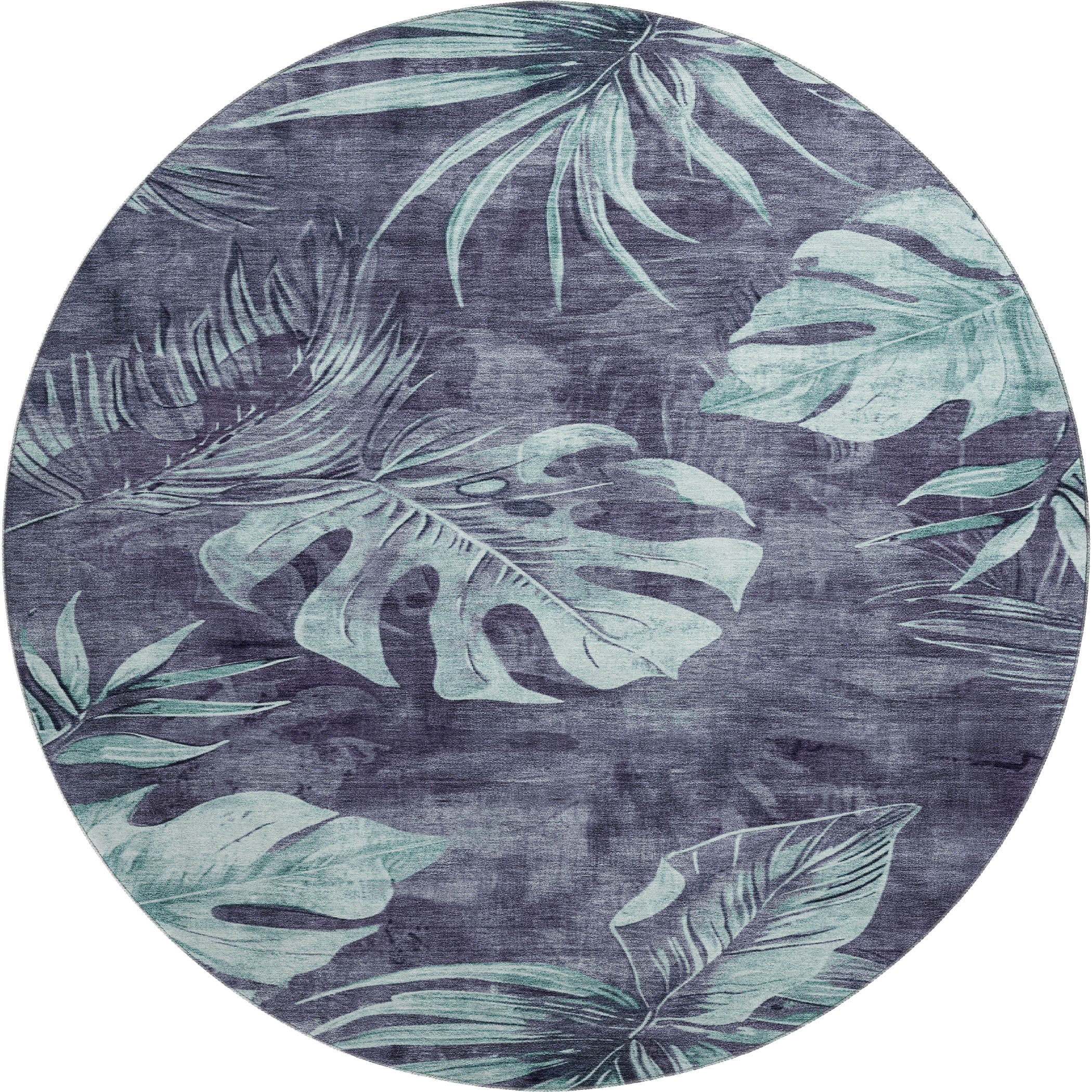 Tbilisi Machine Washable Transitional Blue Rug 8' x 8' #shape_Round