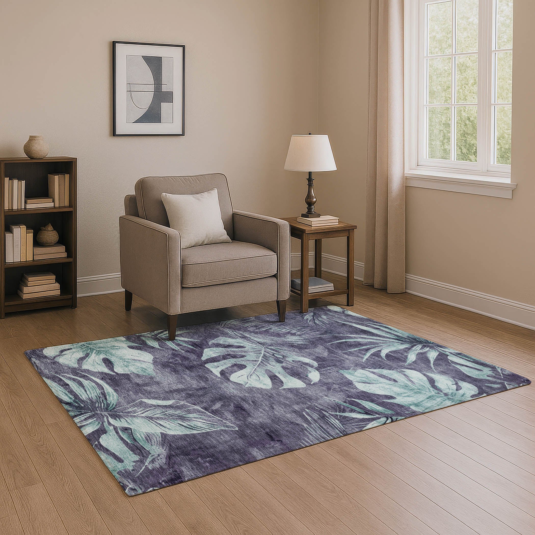 Tbilisi Machine Washable Transitional Blue Rug 2'6" x 3'10" #shape_Rectangle