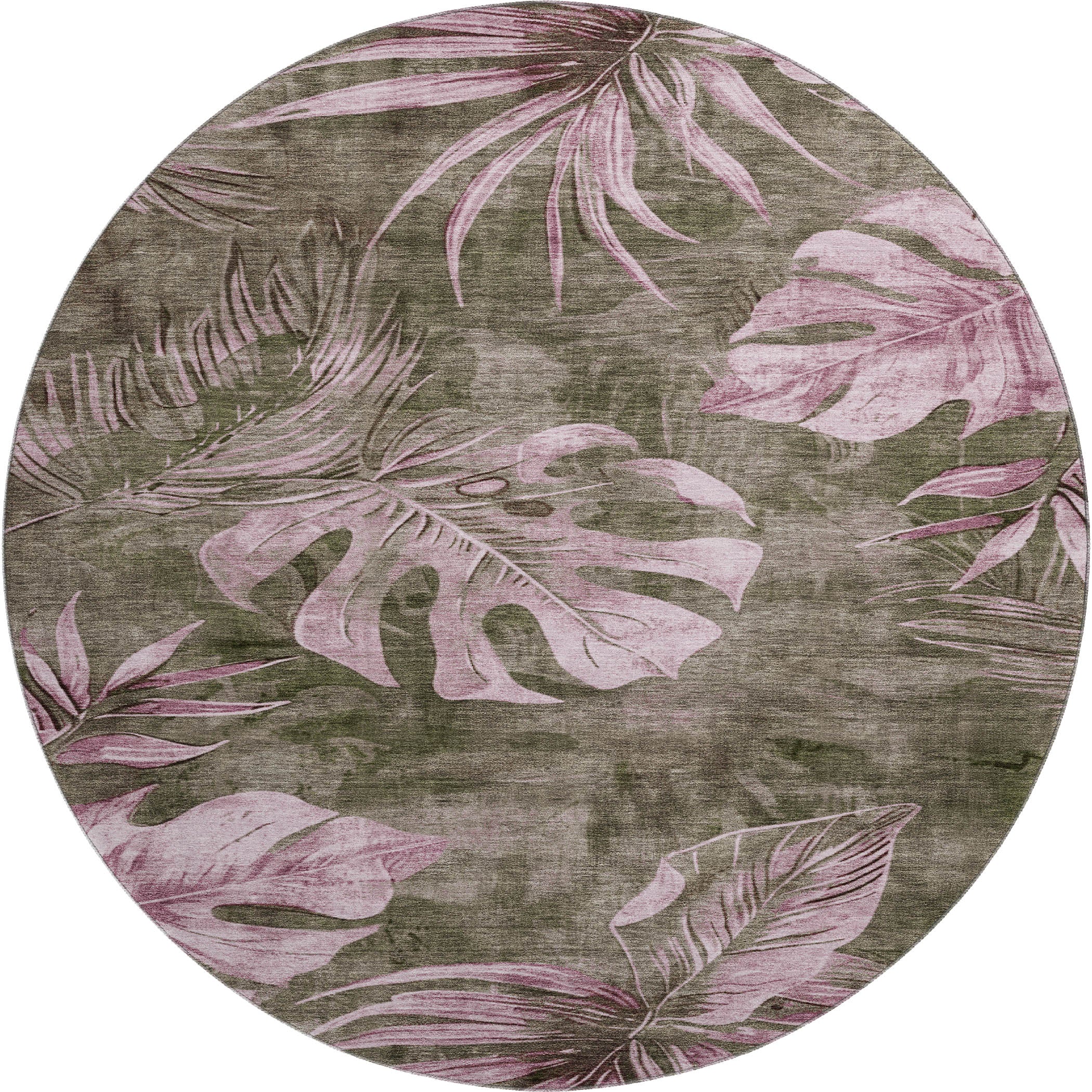 Tbilisi Machine Washable Transitional Brown Rug 8' x 8' #shape_Round