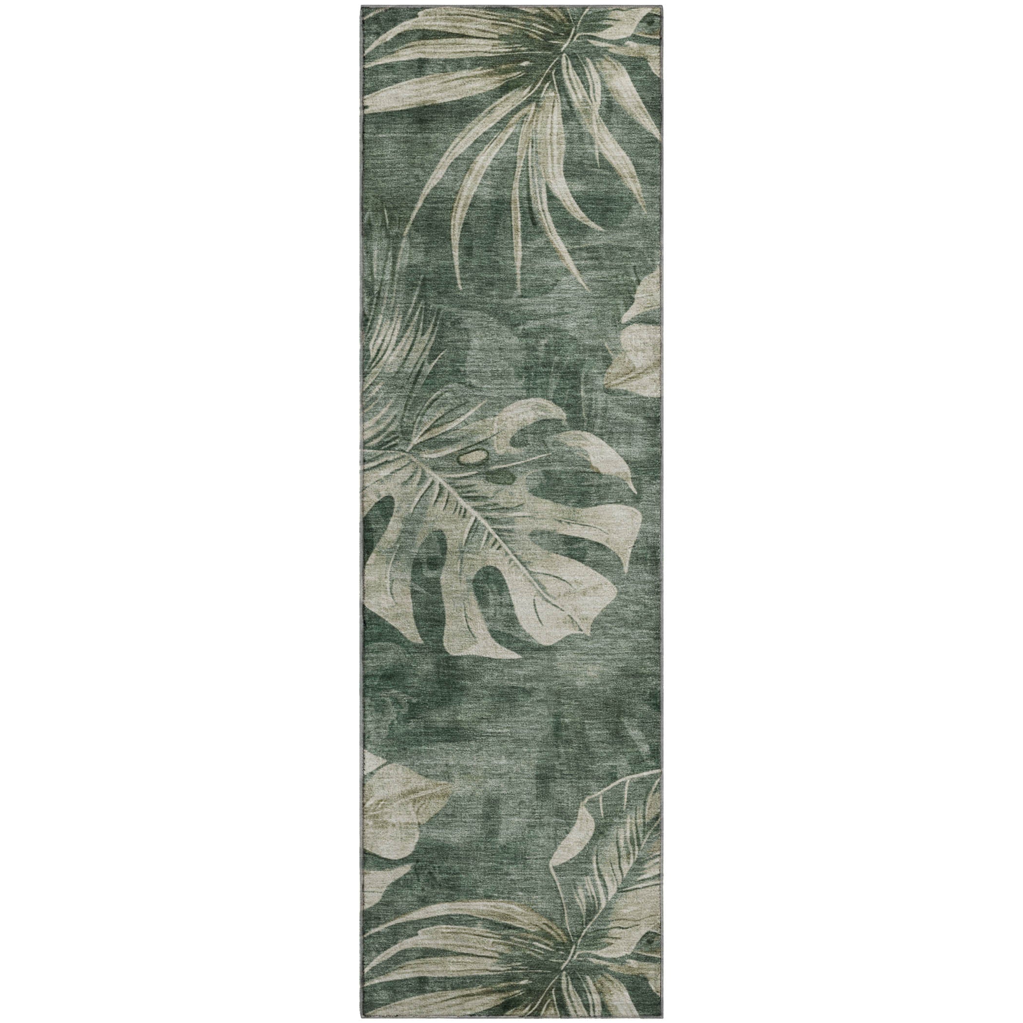 Tbilisi Machine Washable Transitional Fern Green Rug 2'3" x 7'6" #shape_Runner