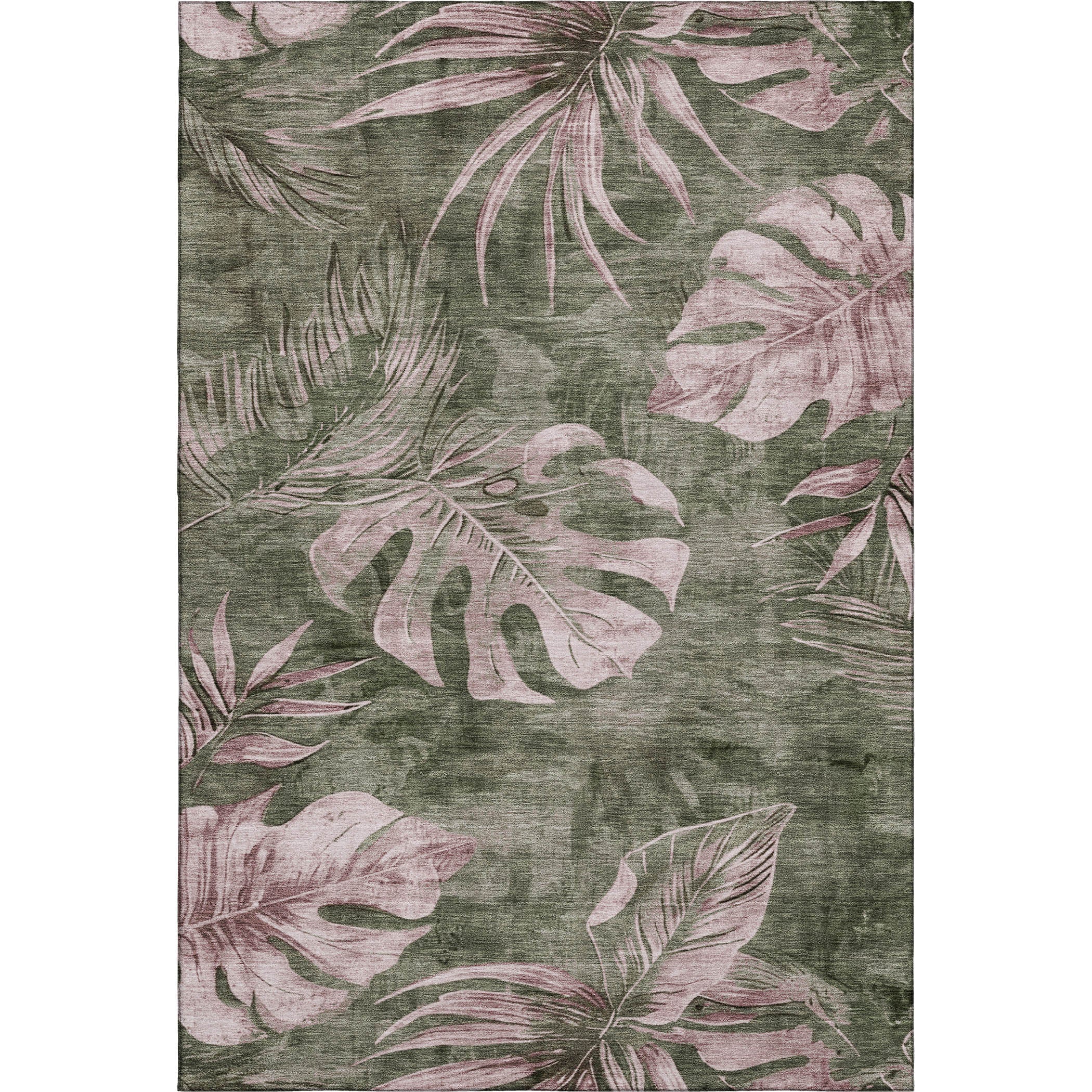 Tbilisi Machine Washable Transitional Olive Green Rug 2'6" x 3'10" #shape_Rectangle