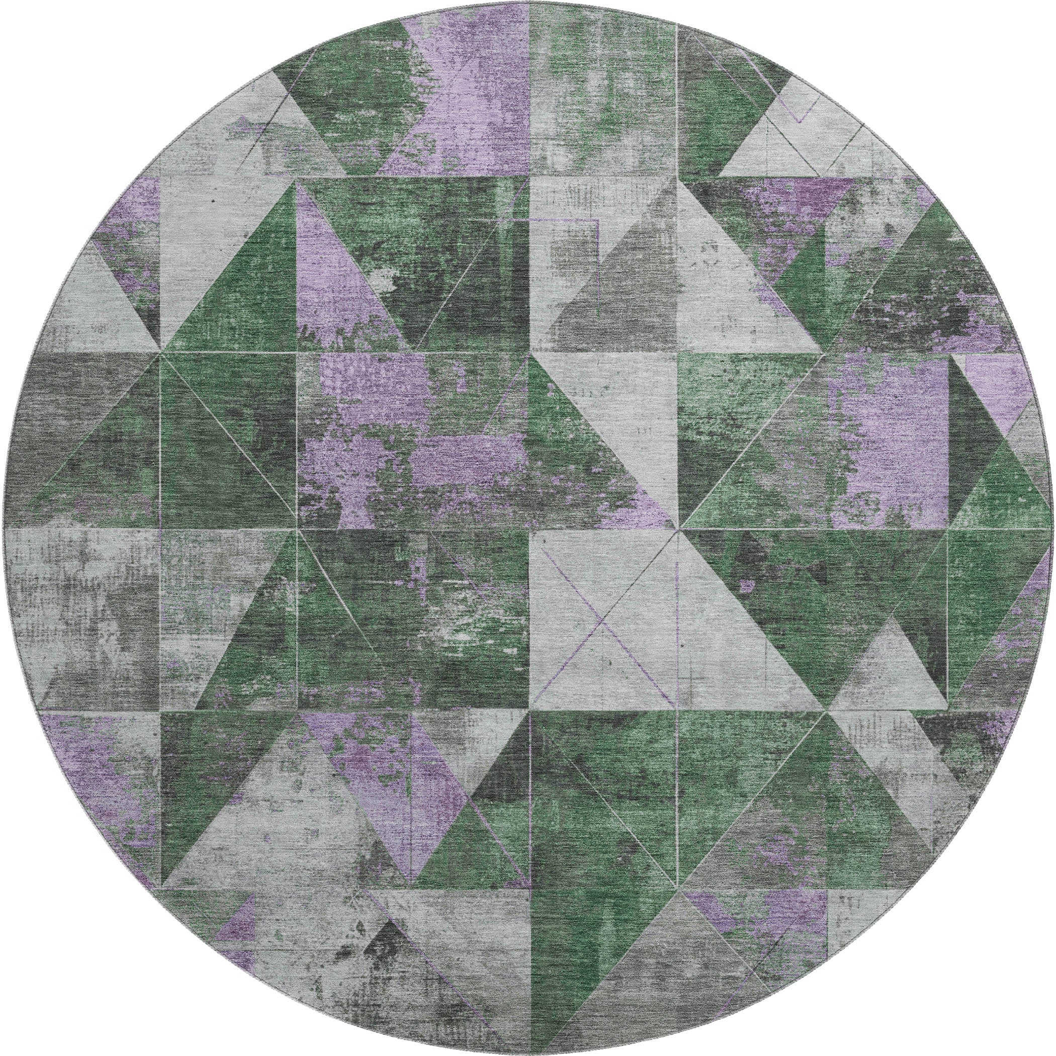 Lucerne Machine Washable Transitional Emerald Green Rug 8' x 8' #shape_Round