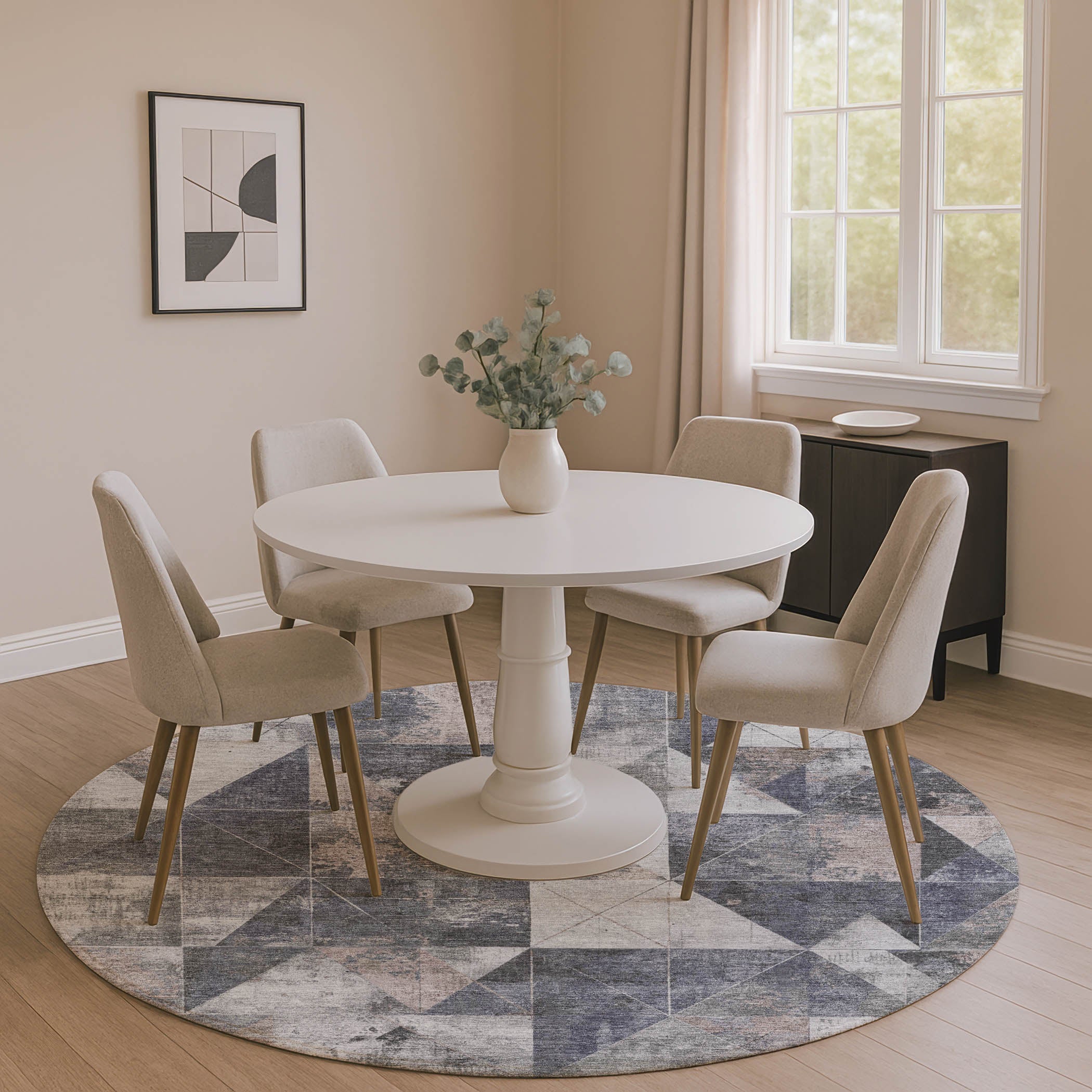 Lucerne Machine Washable Transitional Gray Rug 8' x 8' #shape_Round
