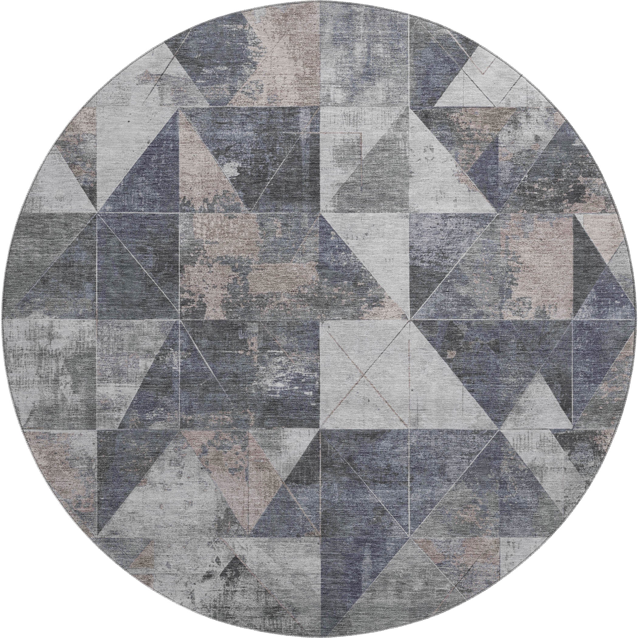Lucerne Machine Washable Transitional Gray Rug 8' x 8' #shape_Round