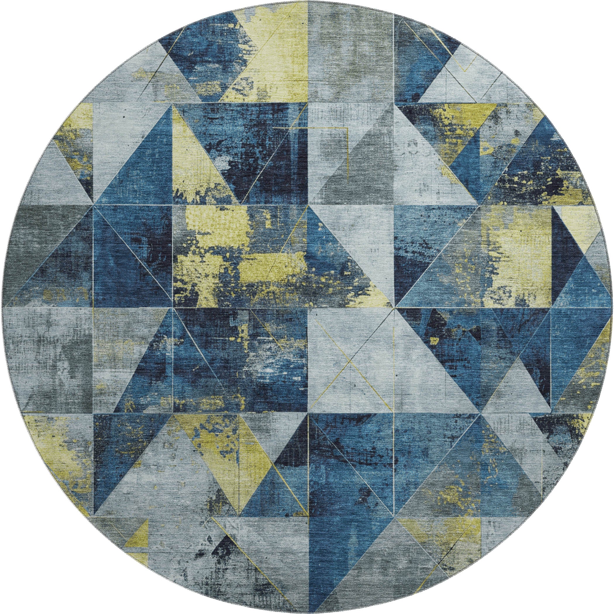 Lucerne Machine Washable Transitional Navy Blue Rug 8' x 8' #shape_Round