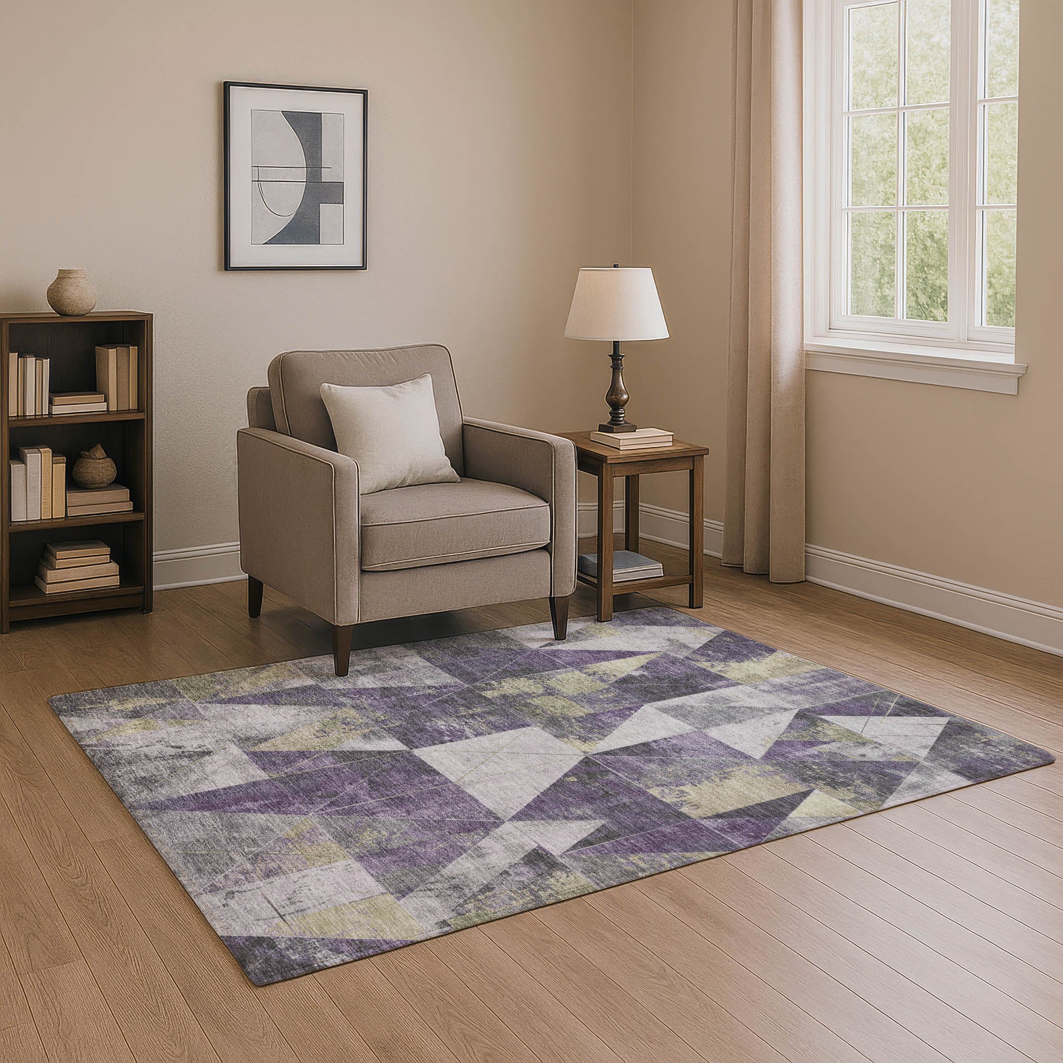 Lucerne Machine Washable Transitional Purple Rug 2'6" x 3'10" #shape_Rectangle