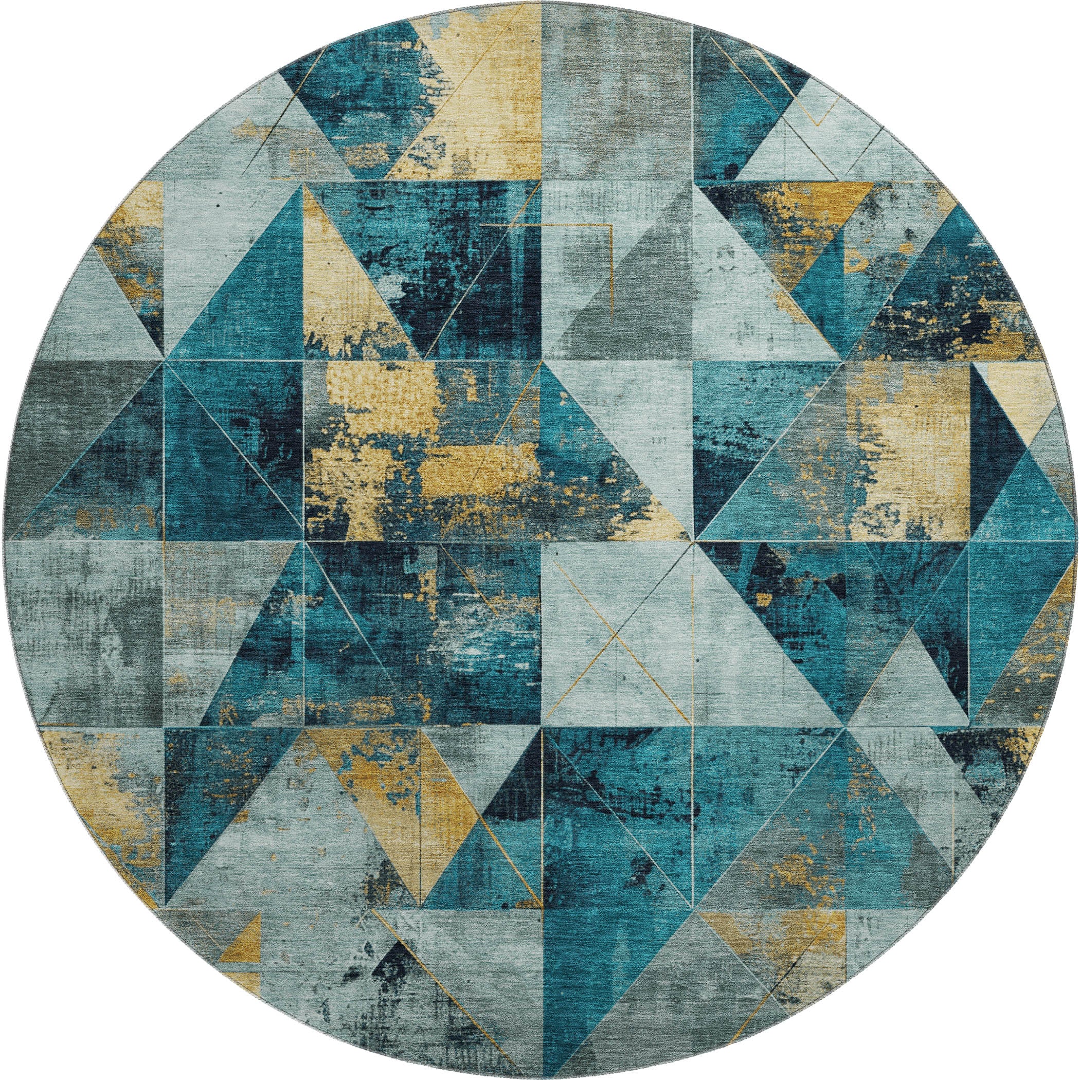 Lucerne Machine Washable Transitional Teal Rug 8' x 8' #shape_Round