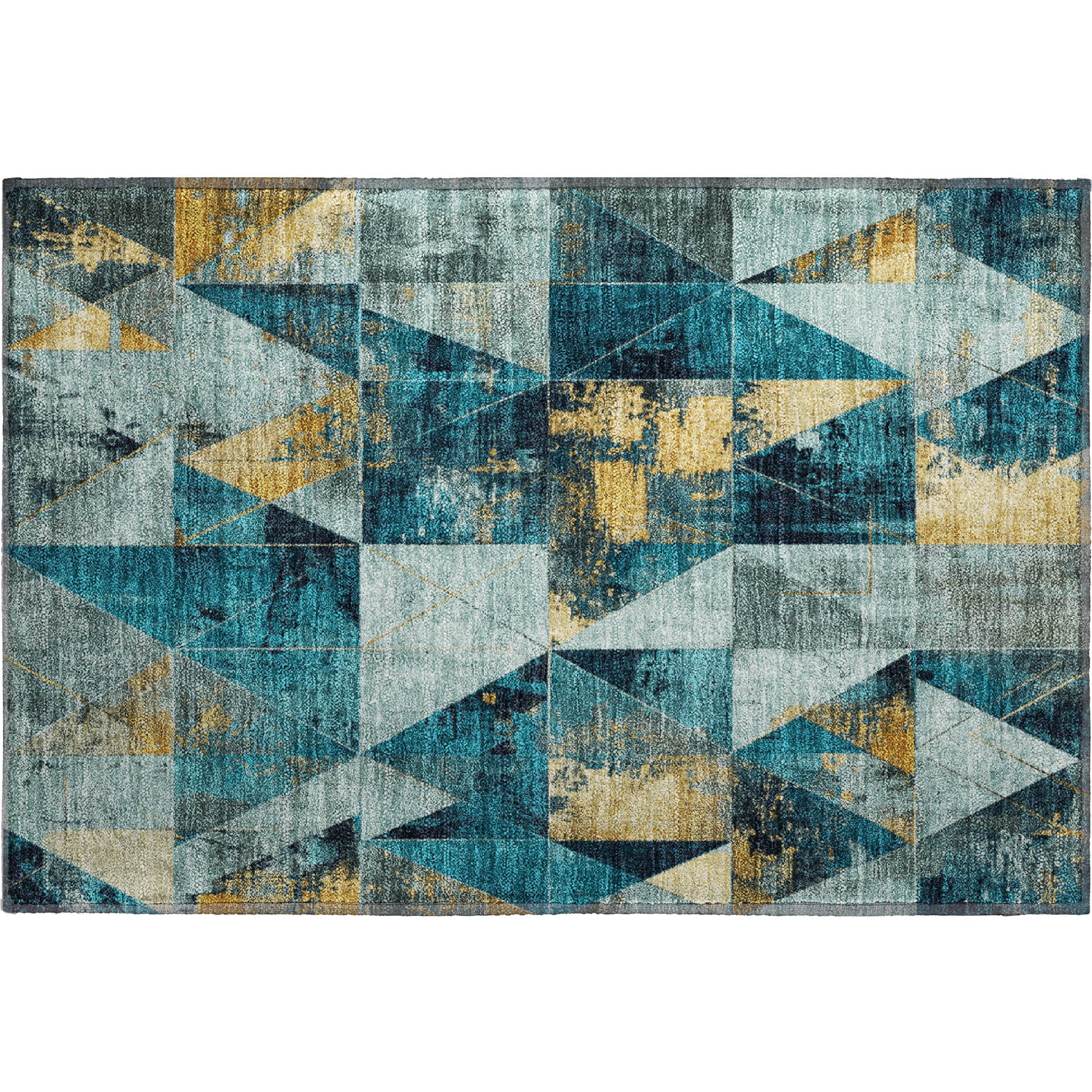 Lucerne Machine Washable Transitional Teal Rug 1'8" x 2'6" #shape_Rectangle