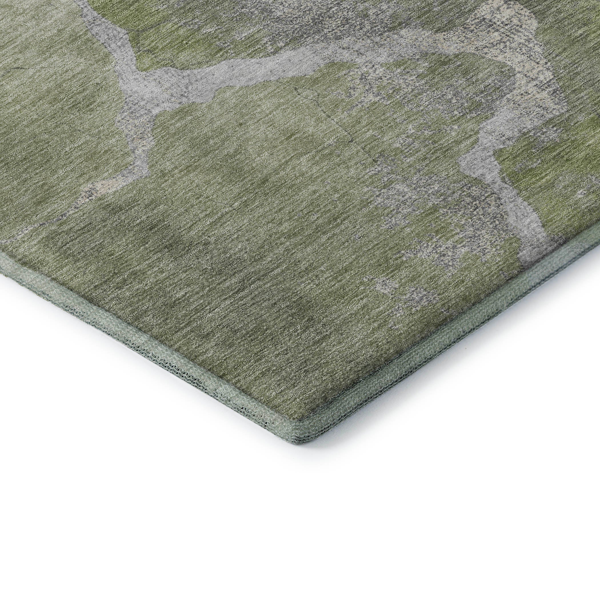 Hoi An Machine Washable Transitional Green Rug 1'8" x 2'6" #shape_Rectangle